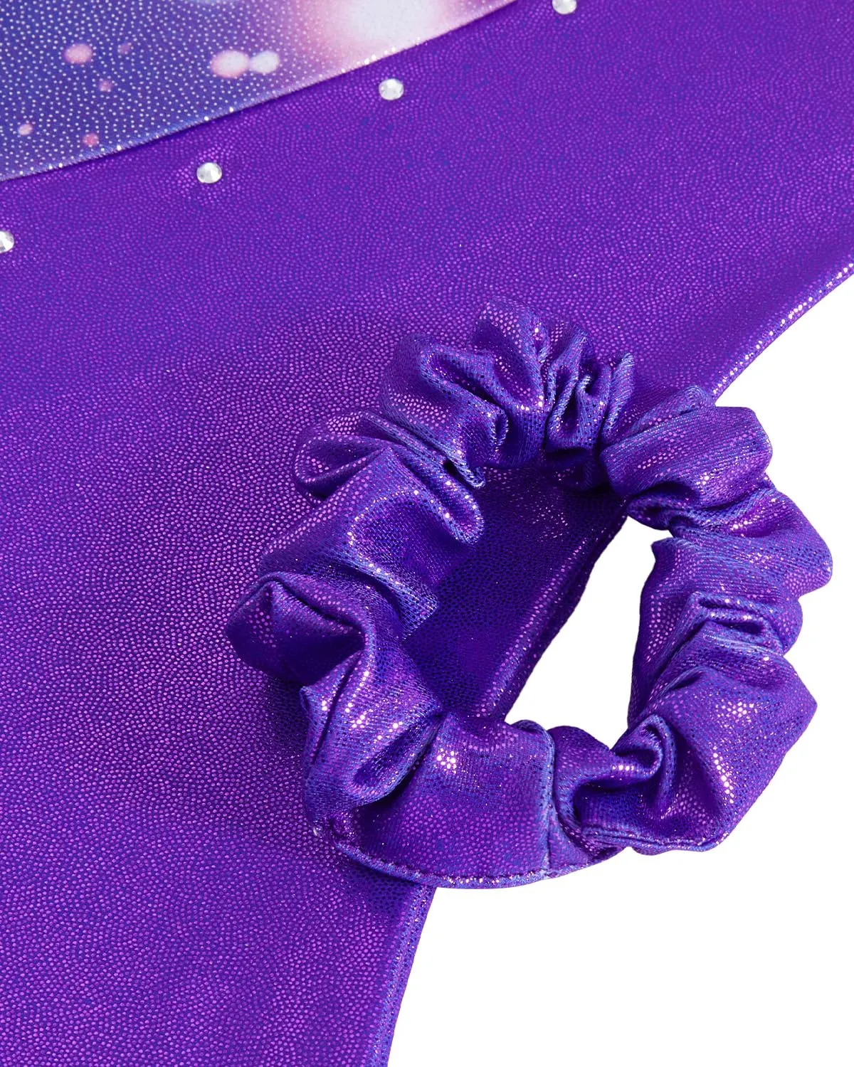 Gogokids Set da Ginnastica da Bambina 3 Pezzi, Body senza Maniche, Pantaloncini e Fascia per Capelli, Viola Scuro, 150(140-150 cm) - immagine 5