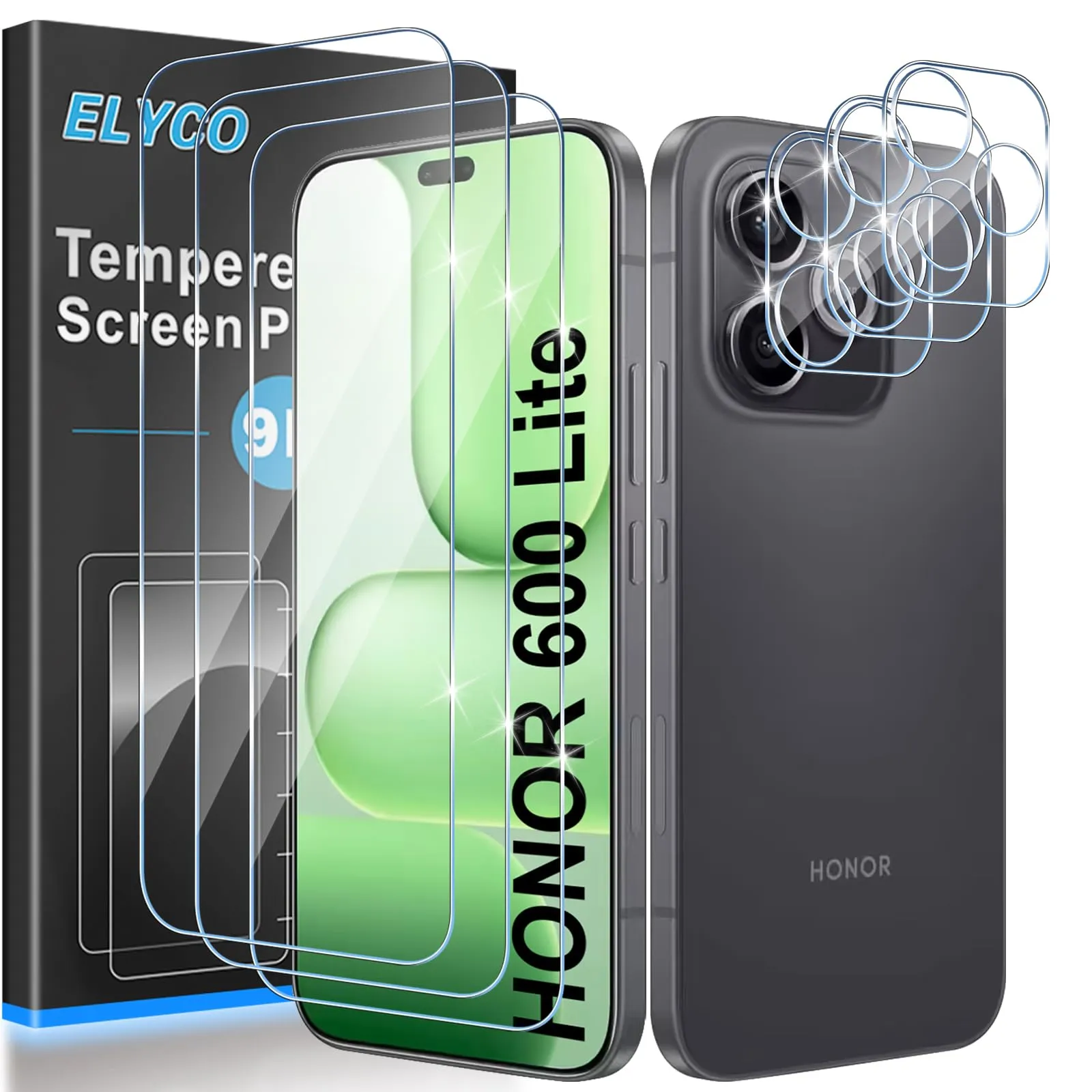 ELYCO Vetro Temperato per Honor 600 Lite, 3+3 Pezzi - immagine 1