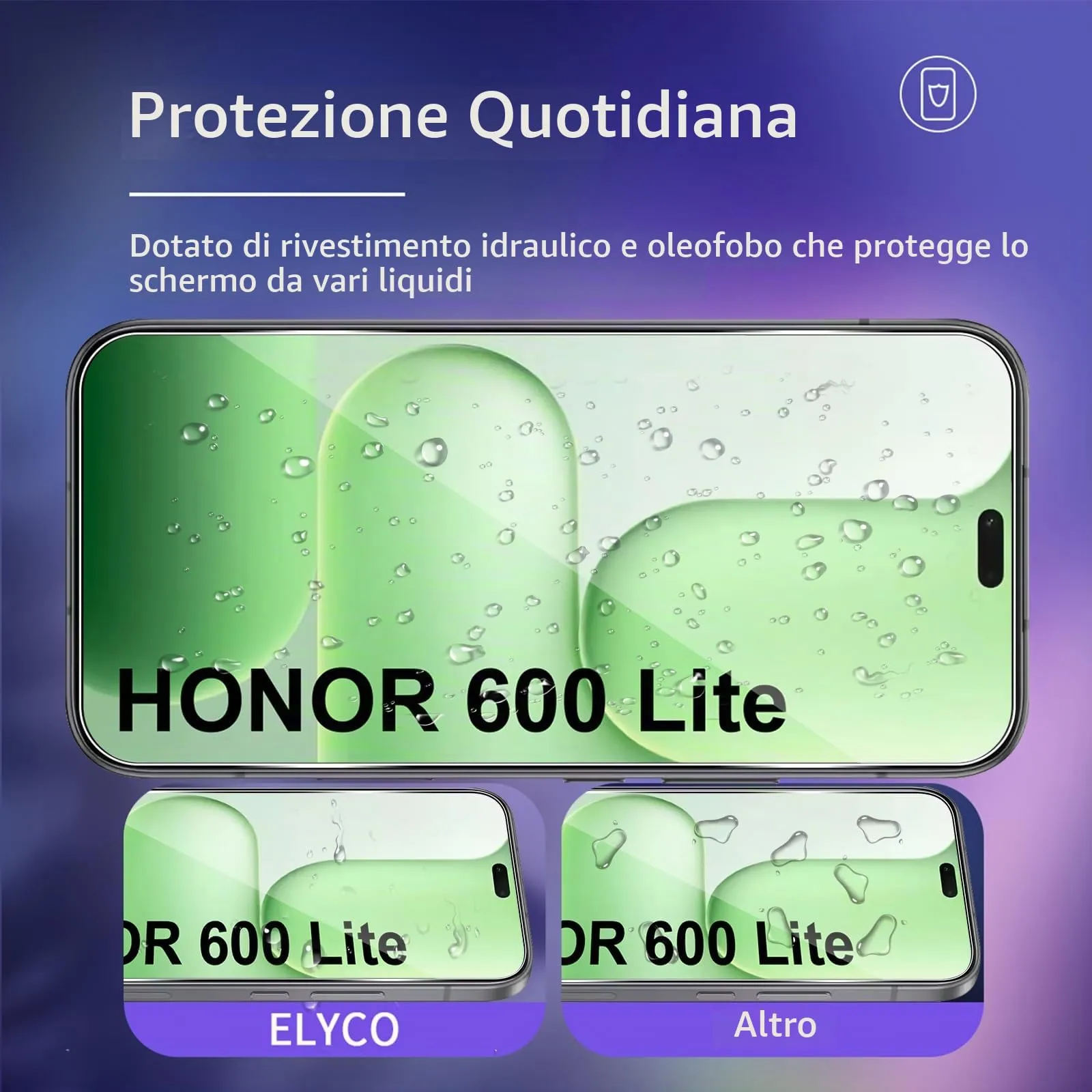 ELYCO Vetro Temperato per Honor 600 Lite, 3+3 Pezzi - immagine 2