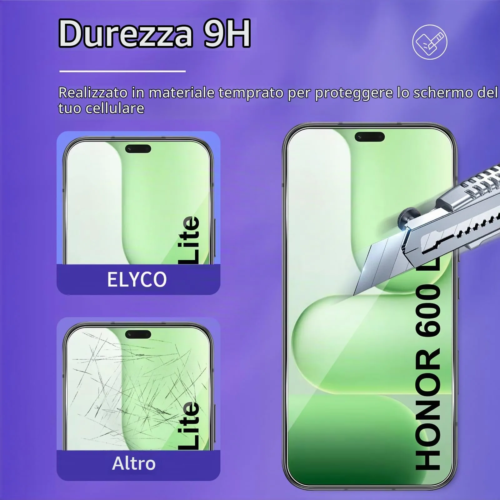 ELYCO Vetro Temperato per Honor 600 Lite, 3+3 Pezzi - immagine 3
