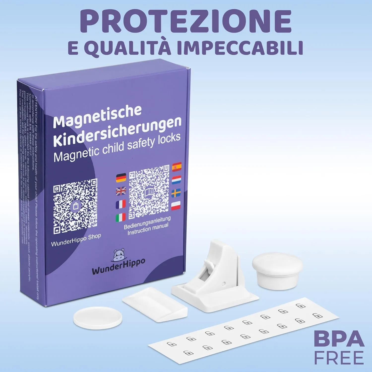WunderHippo Chiusura Magnetica per Cassetti e Ante, 30 Serrature + 6 Chiavi, Blocco di Sicurezza Magnetico per Bambini - immagine 8