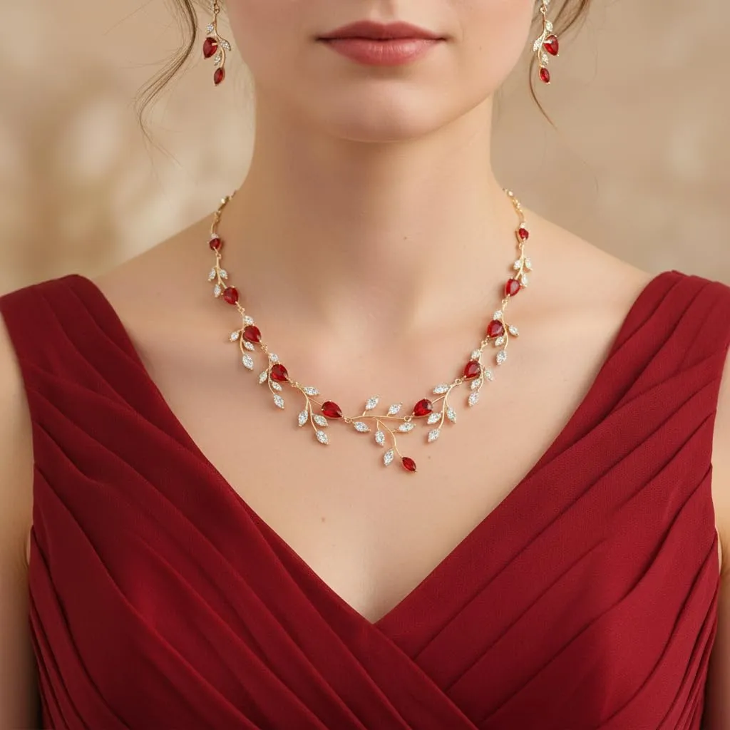 Ever Faith Set di gioielli a goccia con zirconi cubici blu, collana e orecchini a pera, Medio - immagine 2