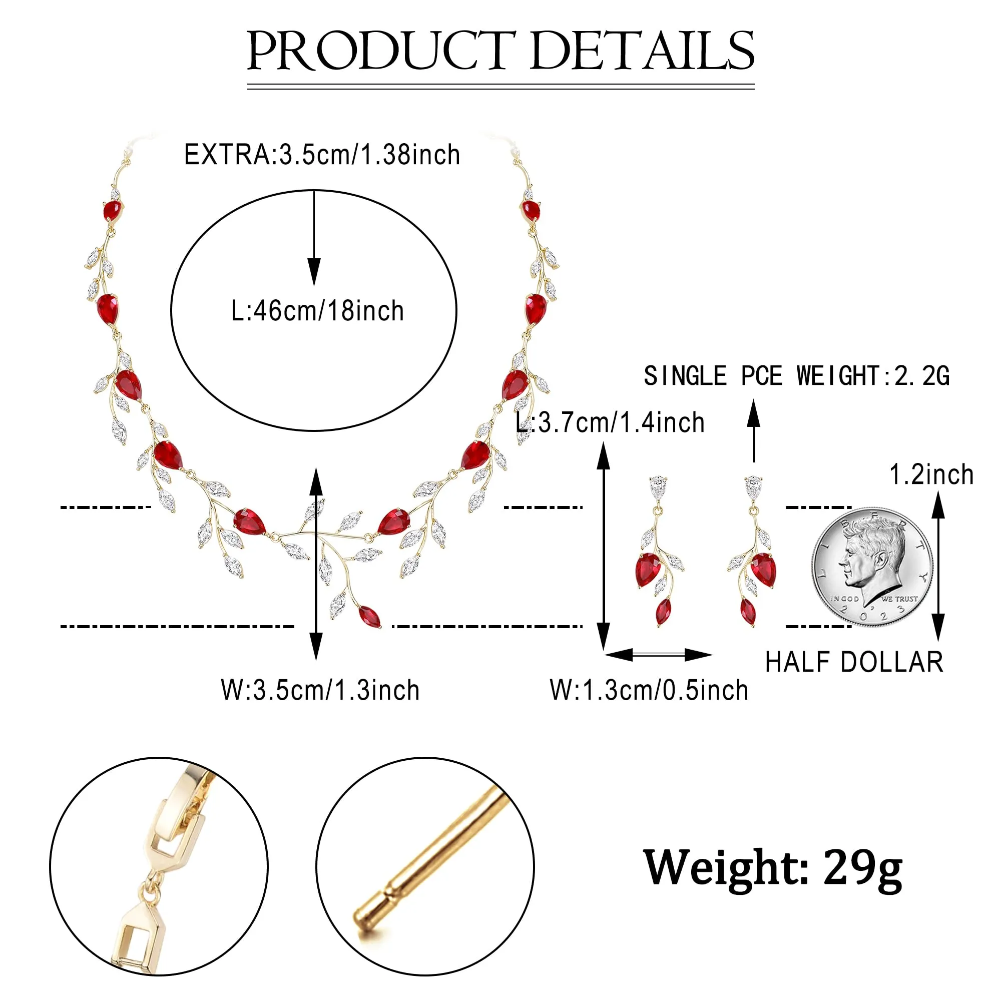 Ever Faith Set di gioielli a goccia con zirconi cubici blu, collana e orecchini a pera, Medio - immagine 6