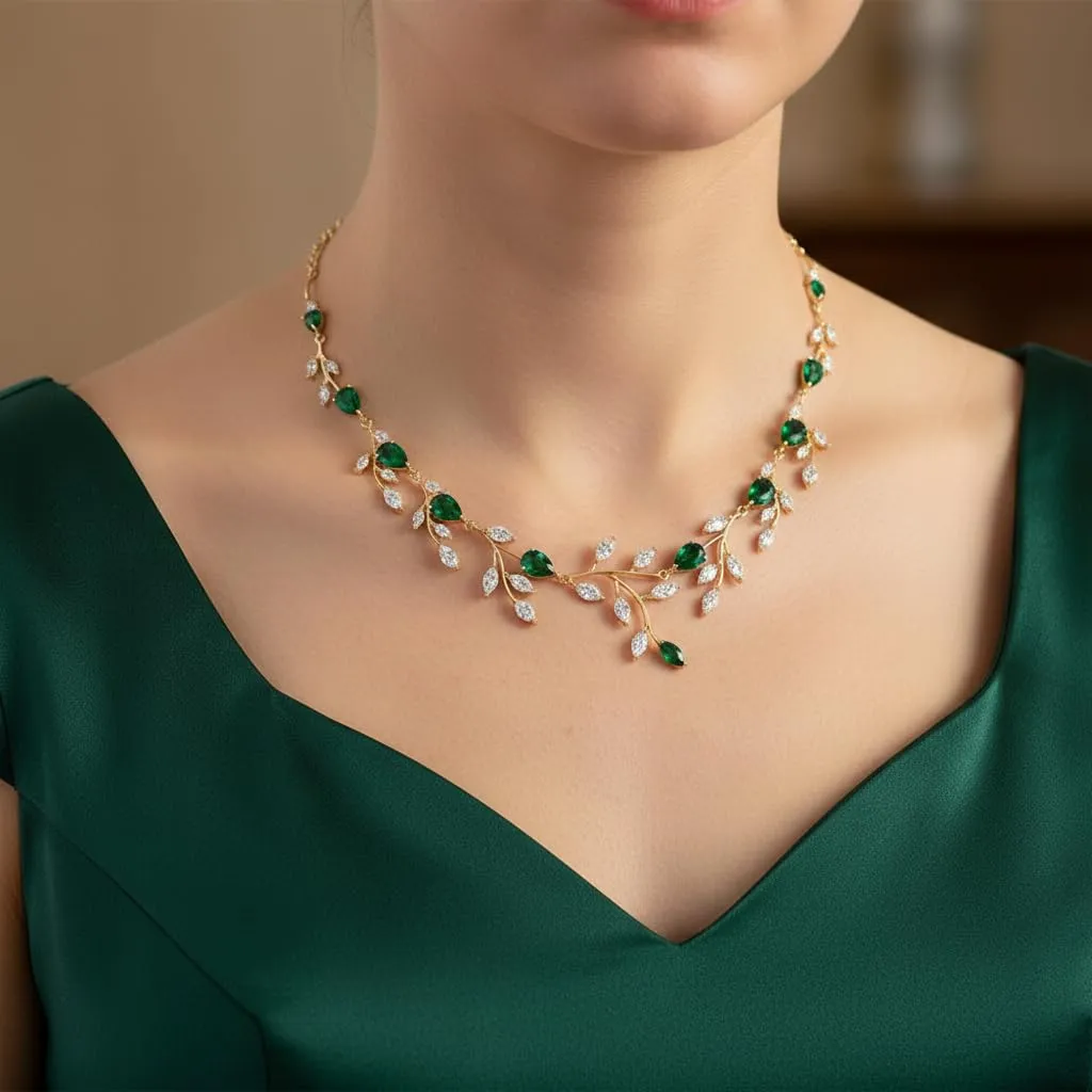 Ever Faith Set di gioielli a goccia con zirconi cubici blu, collana e orecchini a pera, Medio - immagine 3