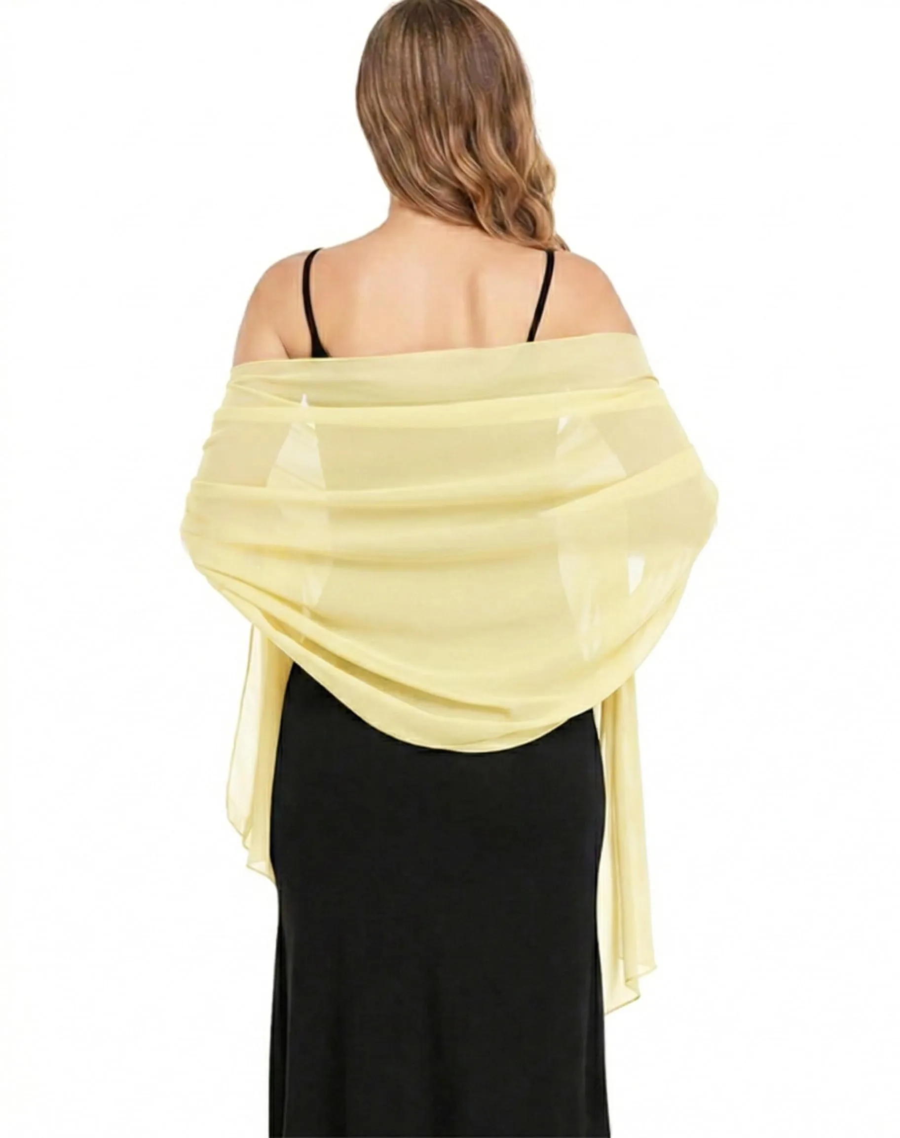 Van Der Rich Stola in Mussola di Seta Foulard Scialle Leggero Donna - Giallo - immagine 1