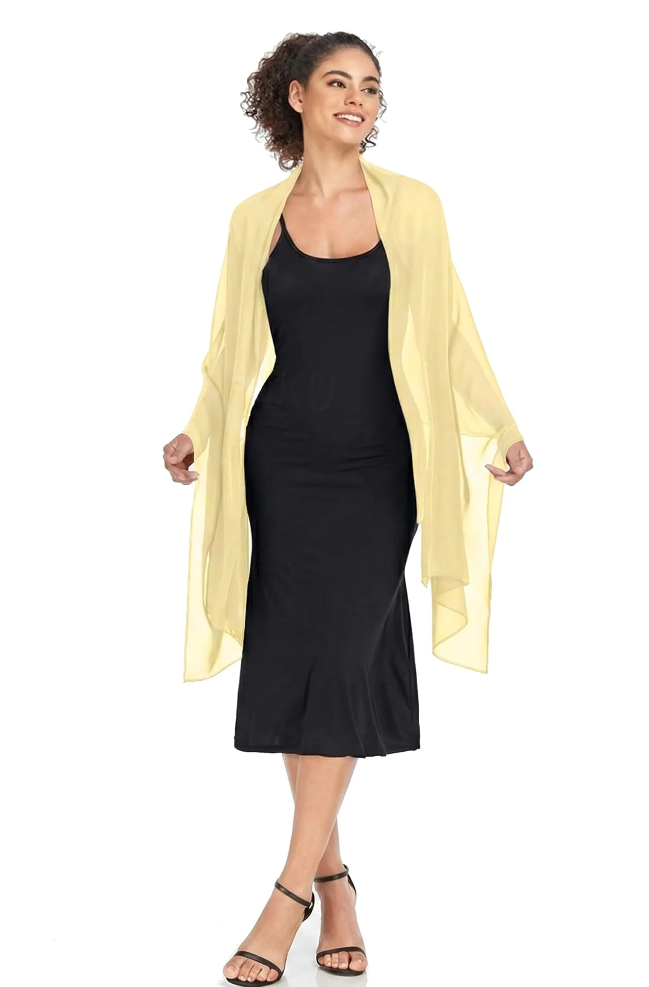 Van Der Rich Stola in Mussola di Seta Foulard Scialle Leggero Donna - Giallo - immagine 2