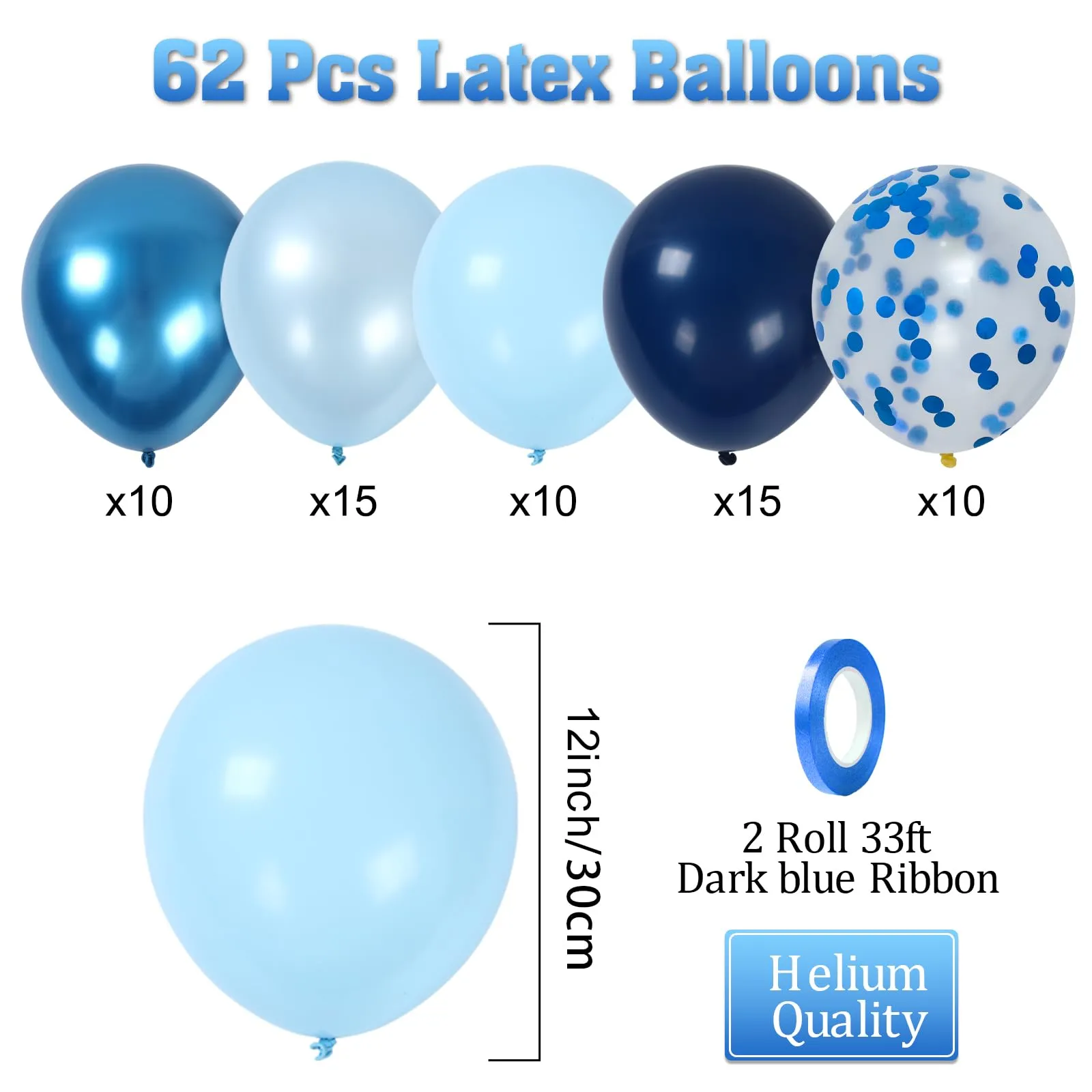 Fairymaiden Palloncini Blu, 60 Pezzi, 12 Pollici - immagine 4