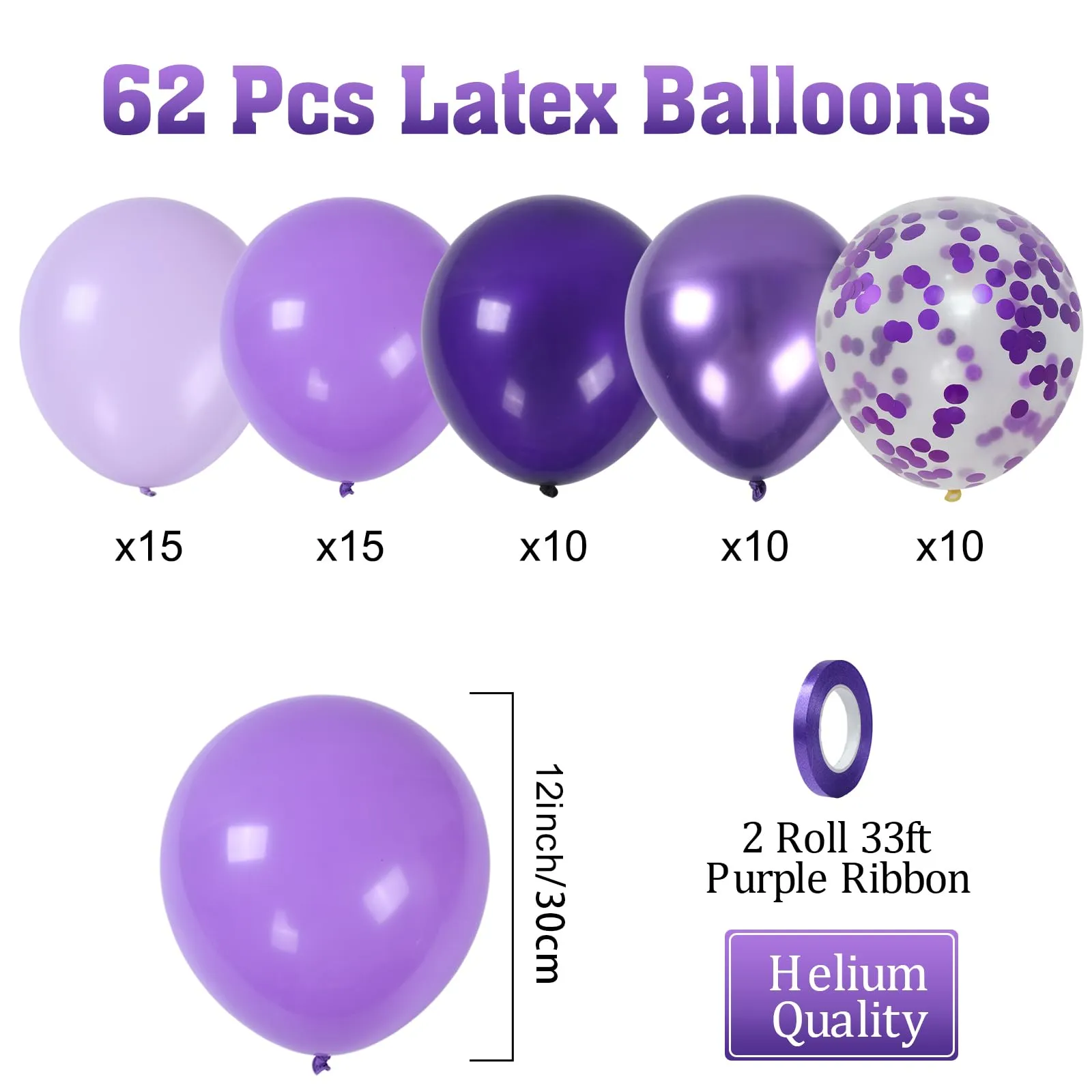 fairymaiden Palloncini Viola Metallizzati in Lattice, 60 Pezzi, 12 Pollici - immagine 4