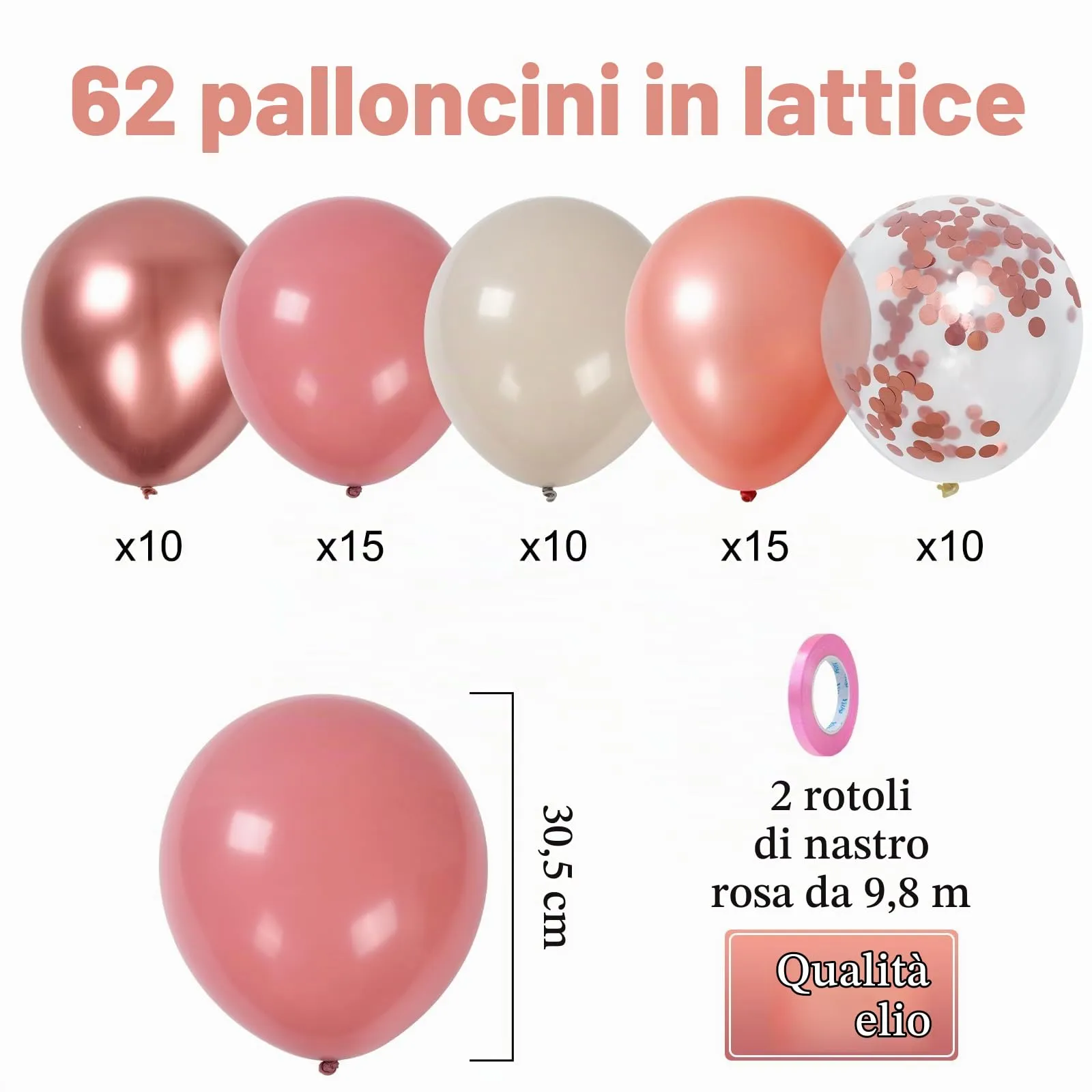 fairymaiden Palloncini Rosa Beige, 60 Pezzi, 12 Pollici - immagine 4
