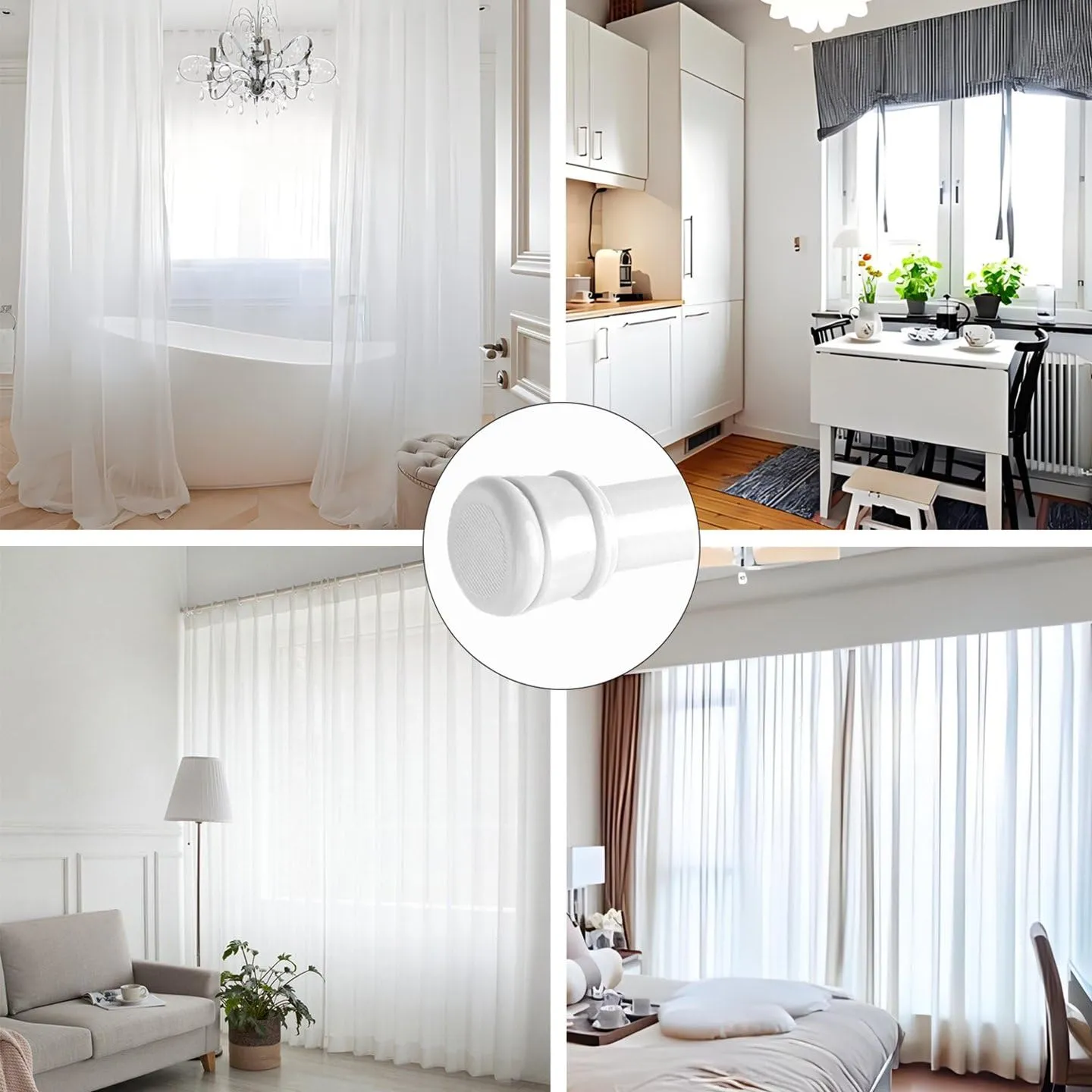 Rod&Trikin Bastone Tenda a Pressione Estensibile, Bianco, 85-265cm, Ø32mm - immagine 7