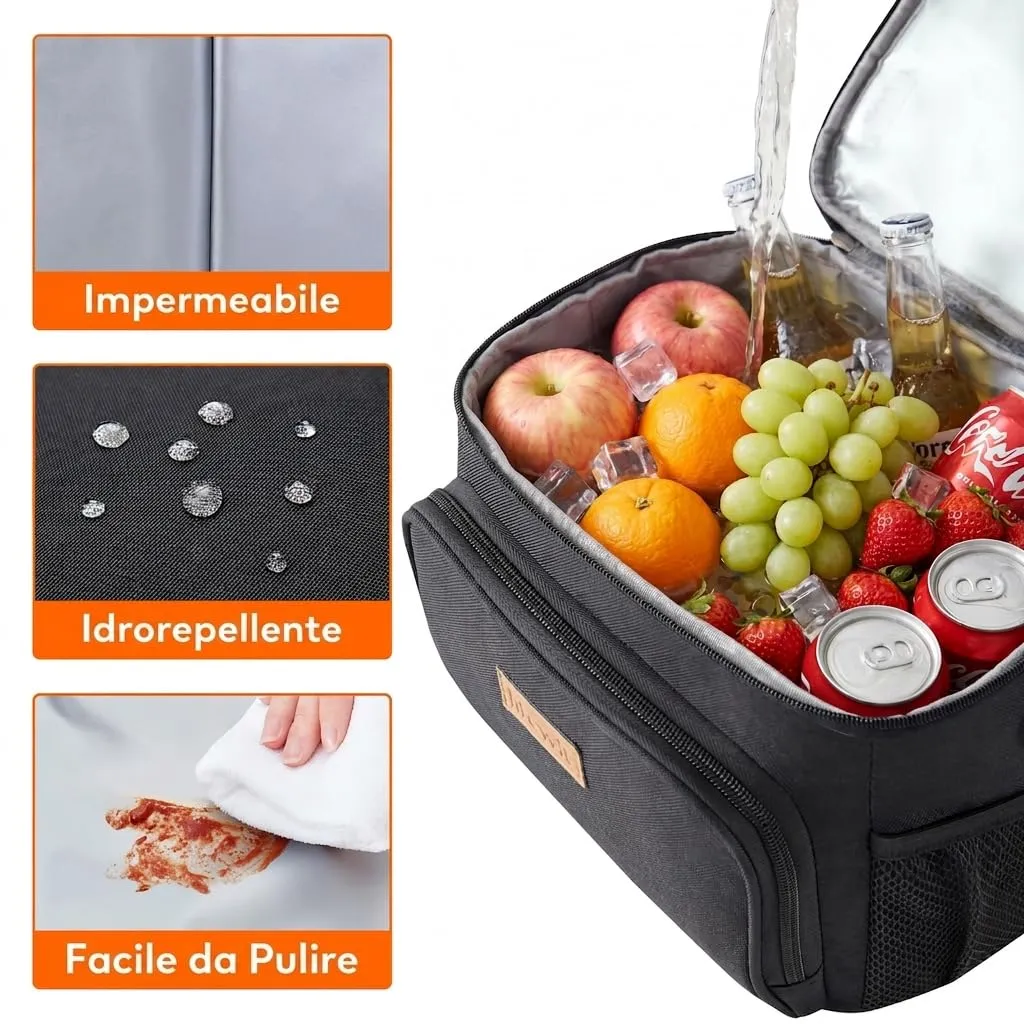 Lifewit Borsa Termica Porta Pranzo Impermeabile, Nero, 24L - immagine 4