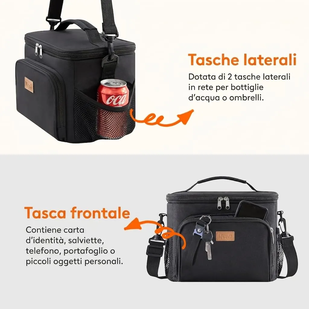 Lifewit Borsa Termica Porta Pranzo Impermeabile, Nero, 24L - immagine 5