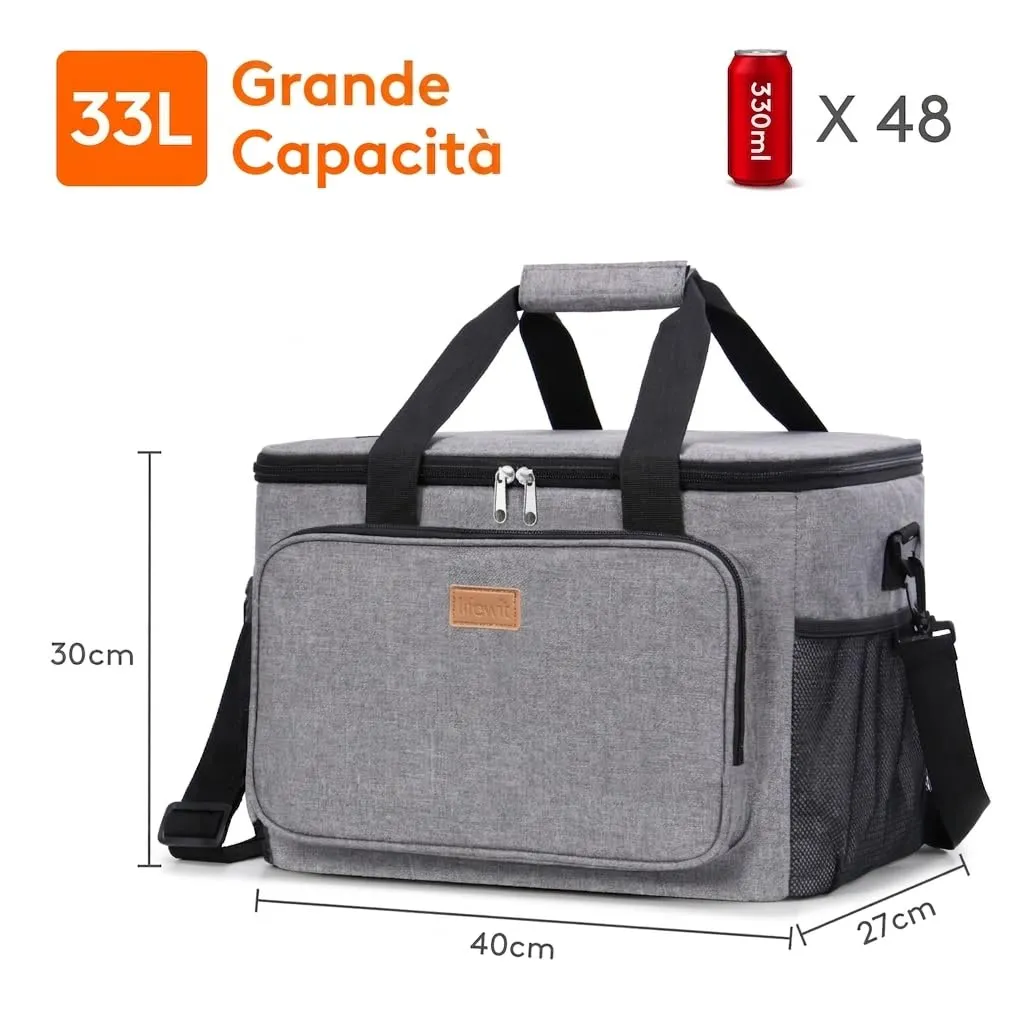 Lifewit Borsa Termica Porta Pranzo 33L Grigio - immagine 3