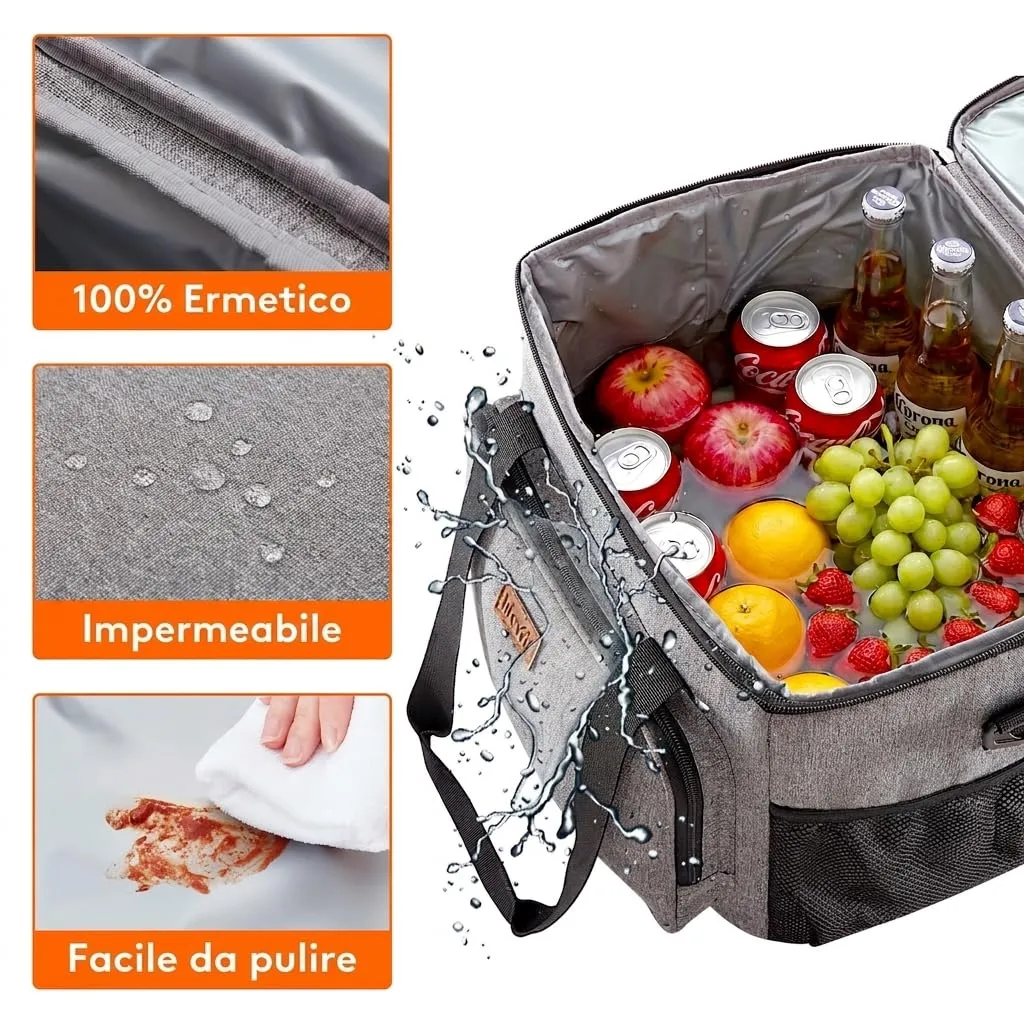 Lifewit Borsa Termica Porta Pranzo 33L Grigio - immagine 4