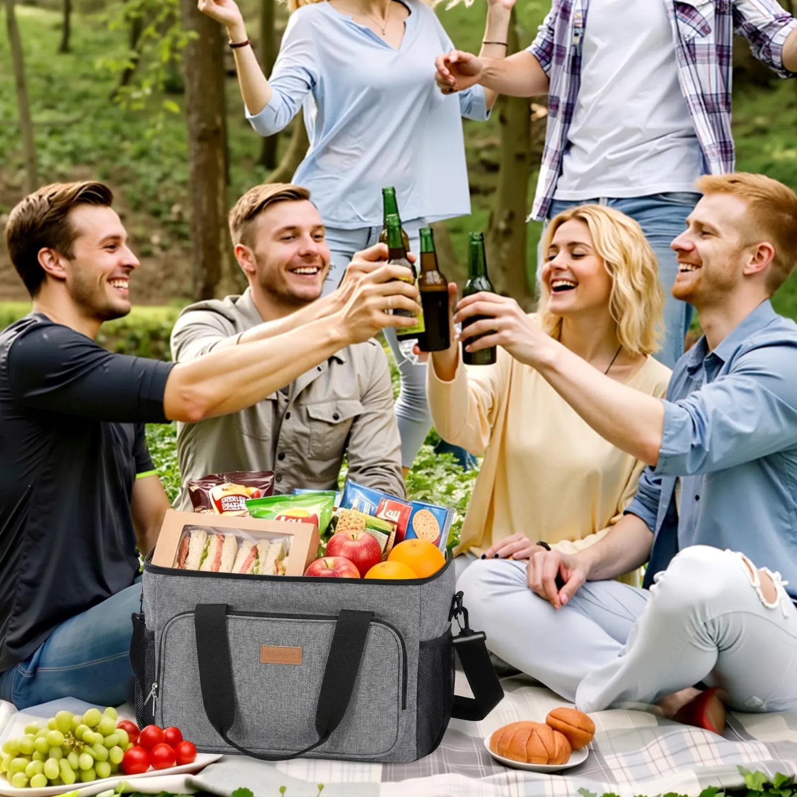 Lifewit Borsa Termica Porta Pranzo 33L Grigio - immagine 8