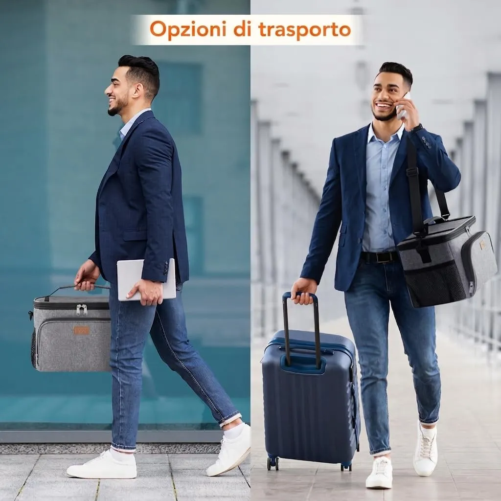 Lifewit Borsa Termica Porta Pranzo Impermeabile, 33L, Grigio - immagine 7