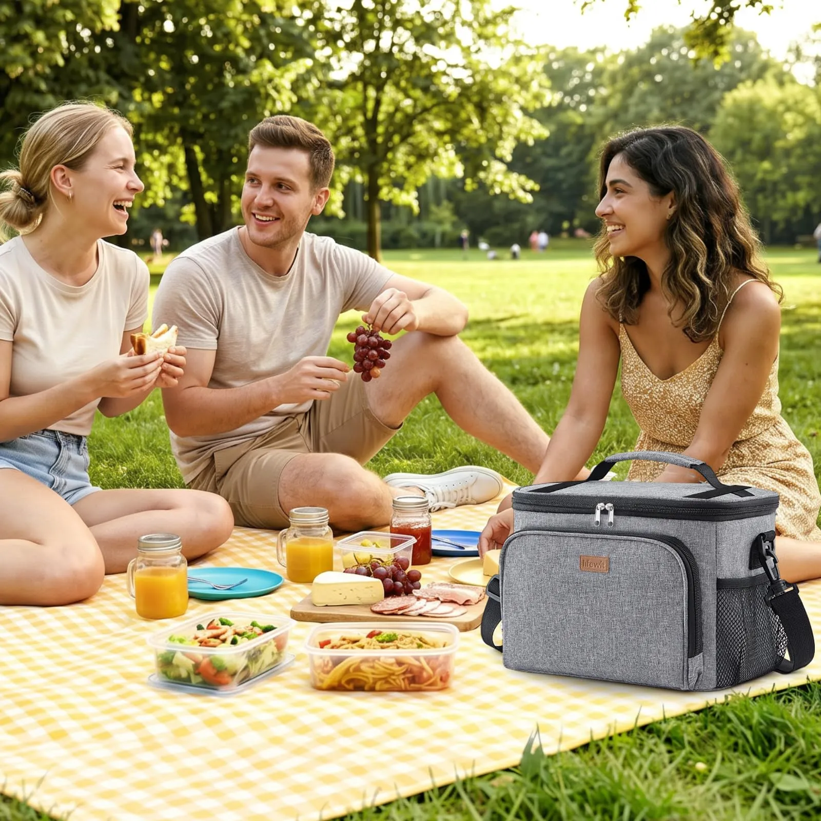 Lifewit Borsa Termica Porta Pranzo Impermeabile, 33L, Grigio - immagine 8