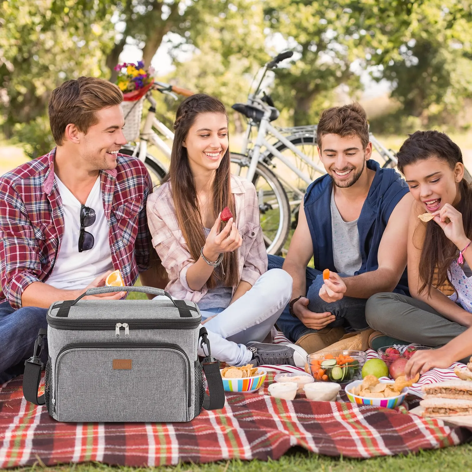 Lifewit Borsa Termica Porta Pranzo Impermeabile, 33L, Grigio - immagine 9