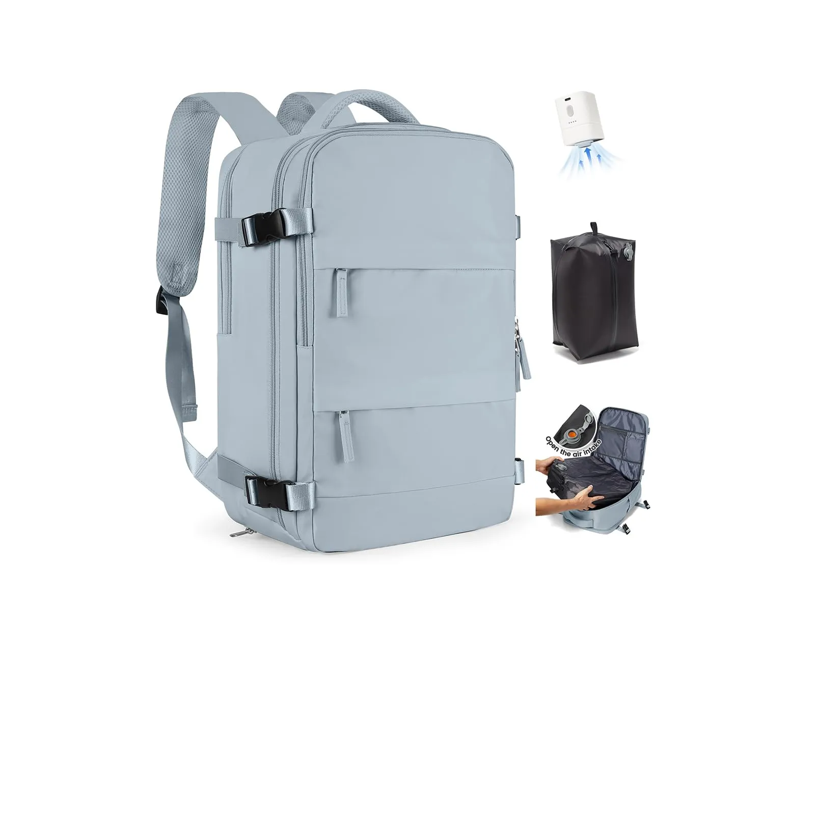 SZLX Zaino da Viaggio Sottovuoto con Pompa, Bagaglio a Mano 40x30x20 per Ryanair, Wizz Air, Easyjet, Compatibile con Laptop 14 Pollici, con Porta Scarpe - immagine 1
