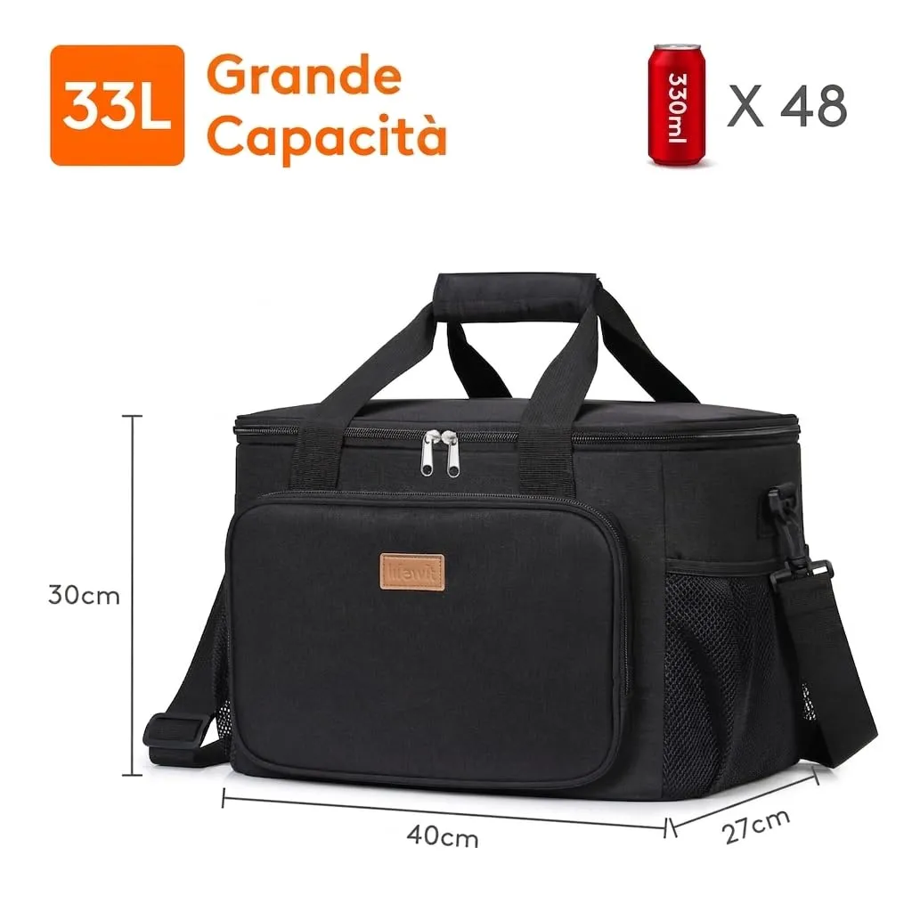 Lifewit Borsa Termica Porta Pranzo 33L Nero - immagine 3