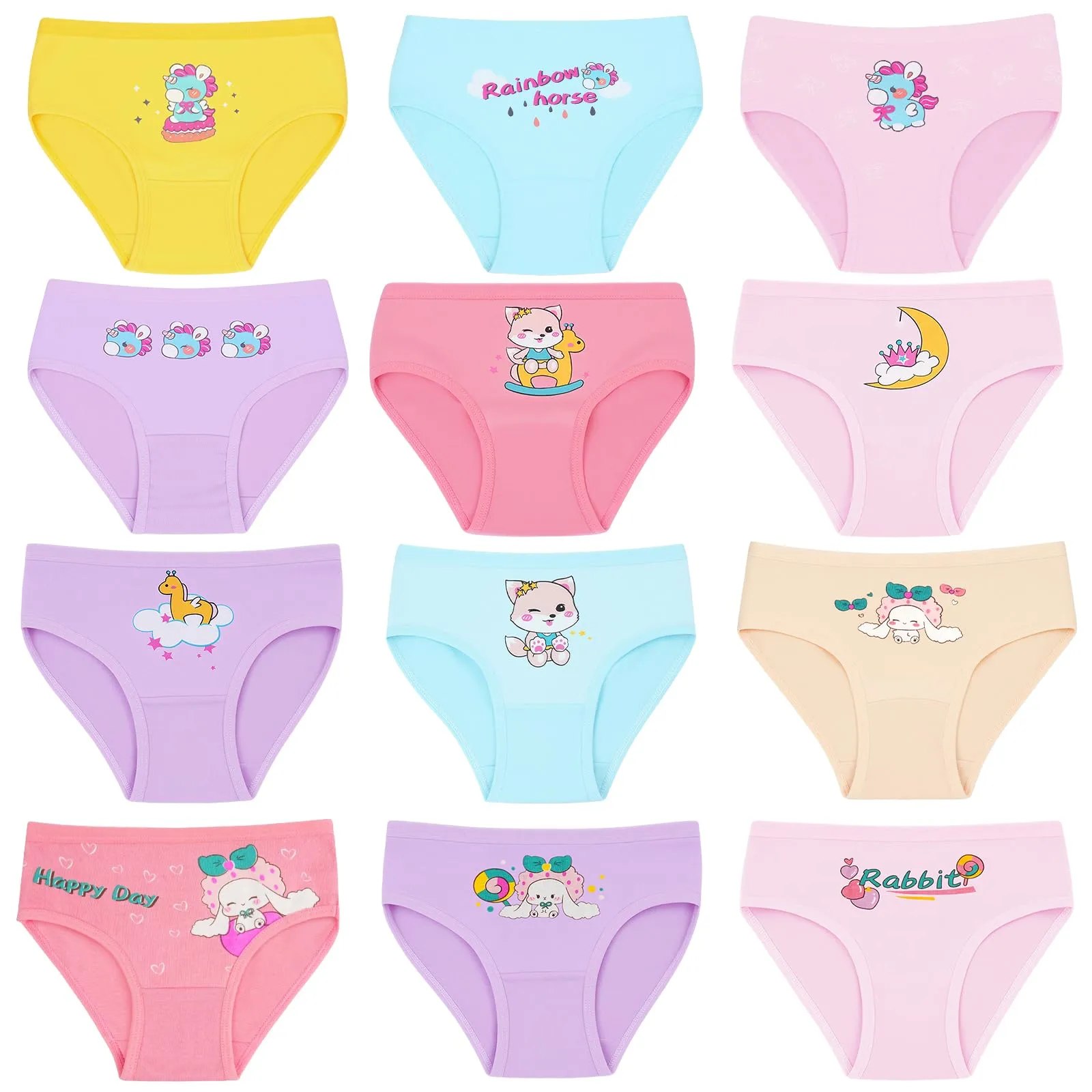 AYBUY Mutandine in Cotone per Bambina, Cartone Animato, Pacco da 12, 8-10 Anni, Stile B - immagine 1