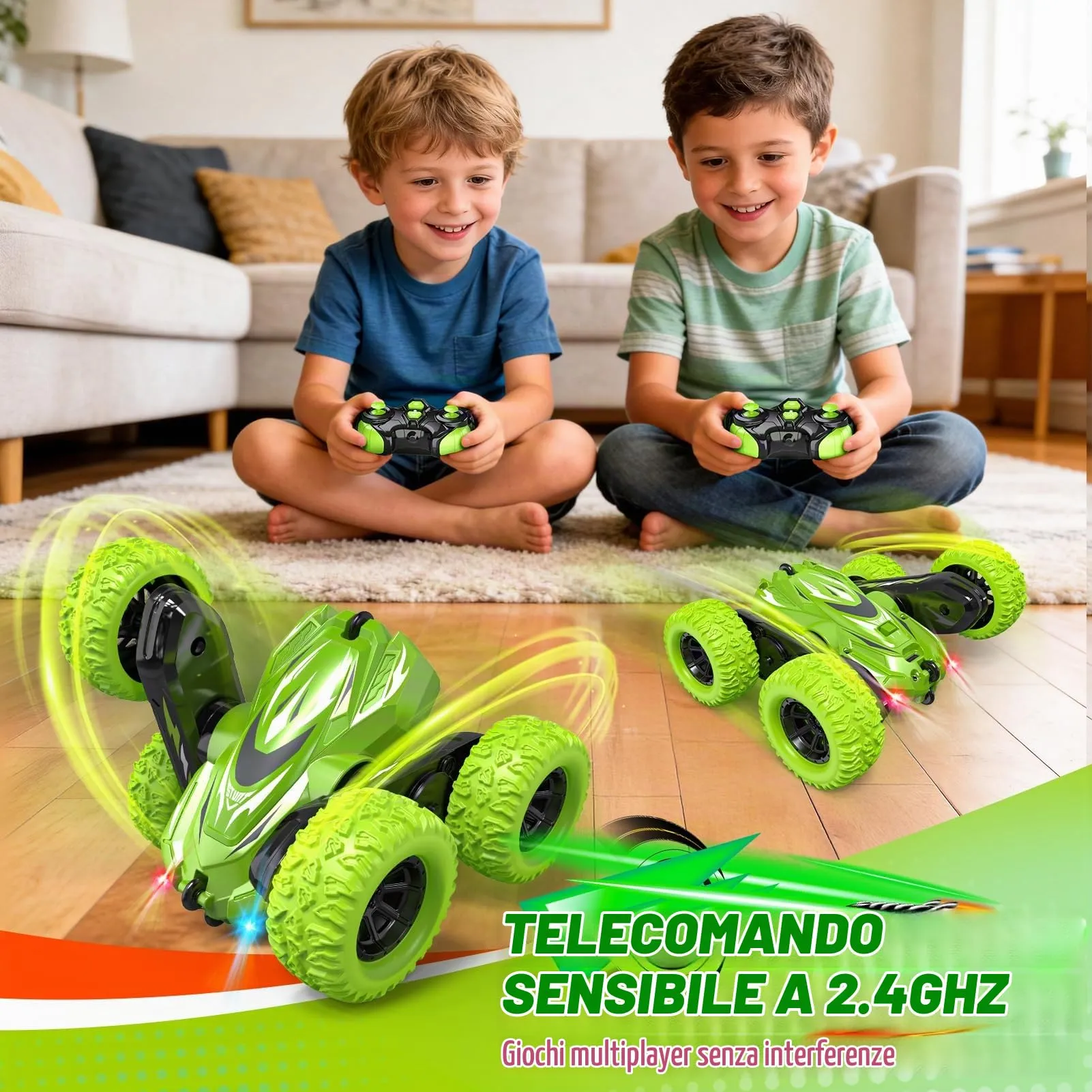 HappyGoLucky Macchina Radiocomandata 4WD 2.4GHz 360° Flip RC Auto per Bambini - immagine 3