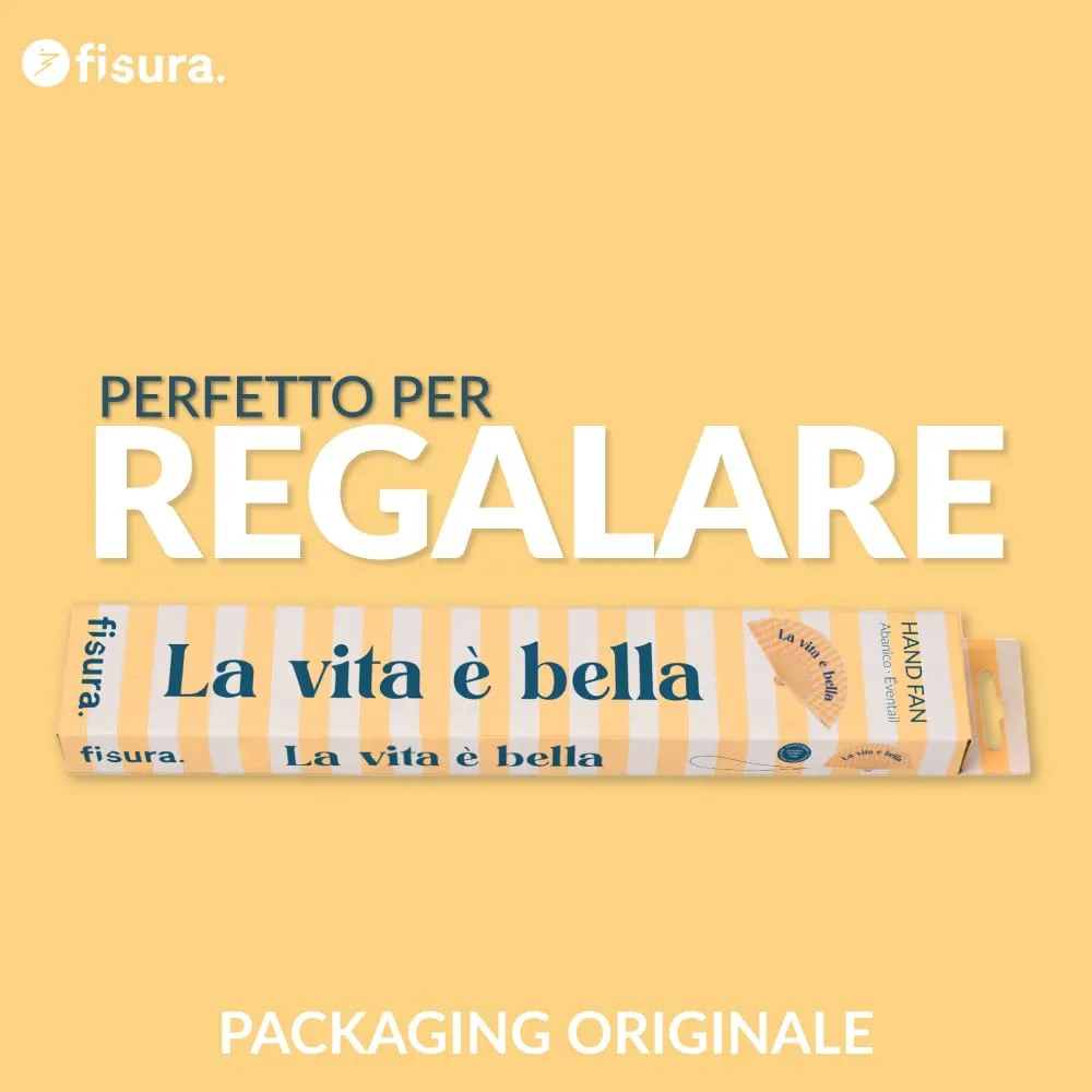 Fisura Ventaglio La vita è bella, legno giallo a righe, 42,5 x 23 cm - immagine 7