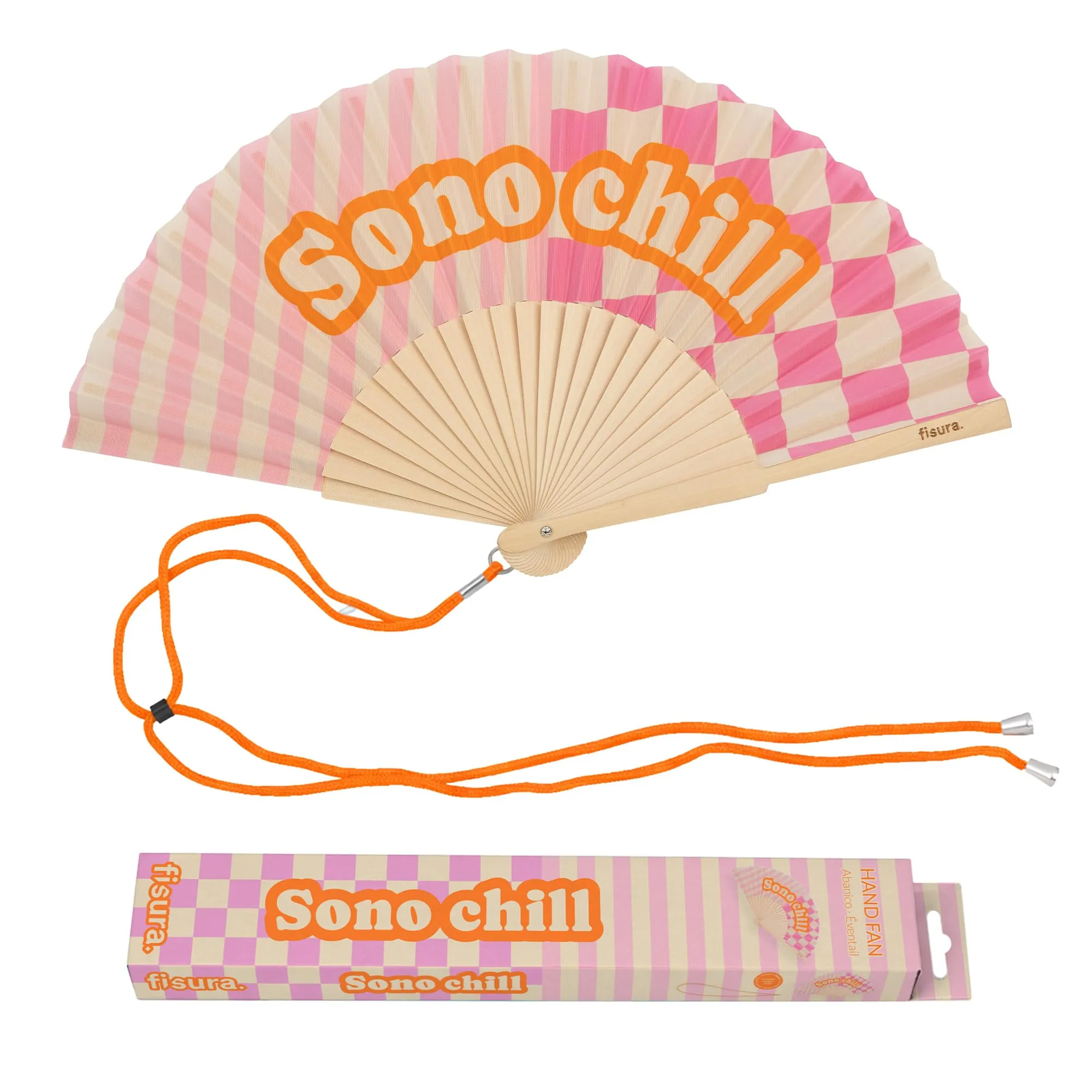 Fisura Ventaglio "Sono chill" in Legno Rosa, 42,5 x 23 cm - immagine 1