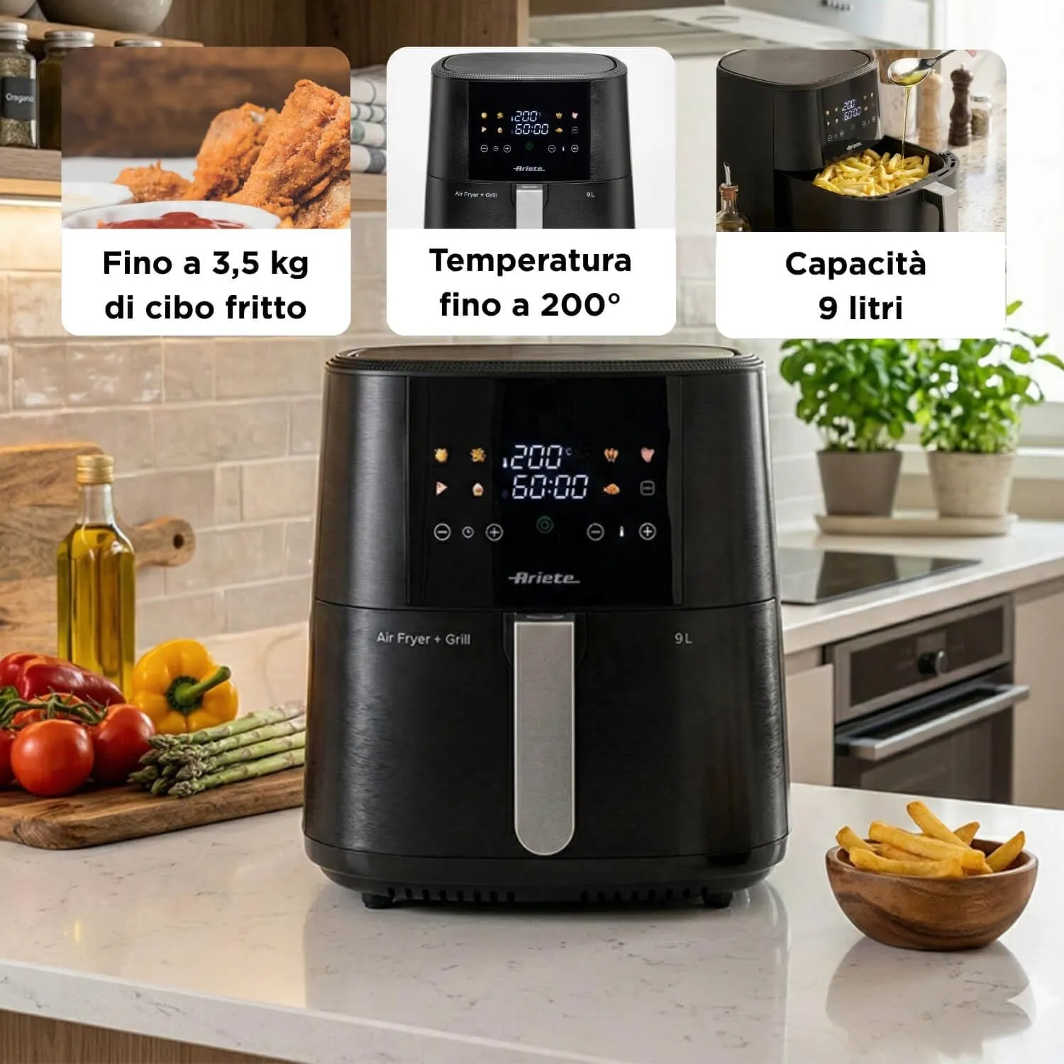 Ariete 4630/10 Friggitrice ad Aria 9L, 1500 W, Nero - immagine 5