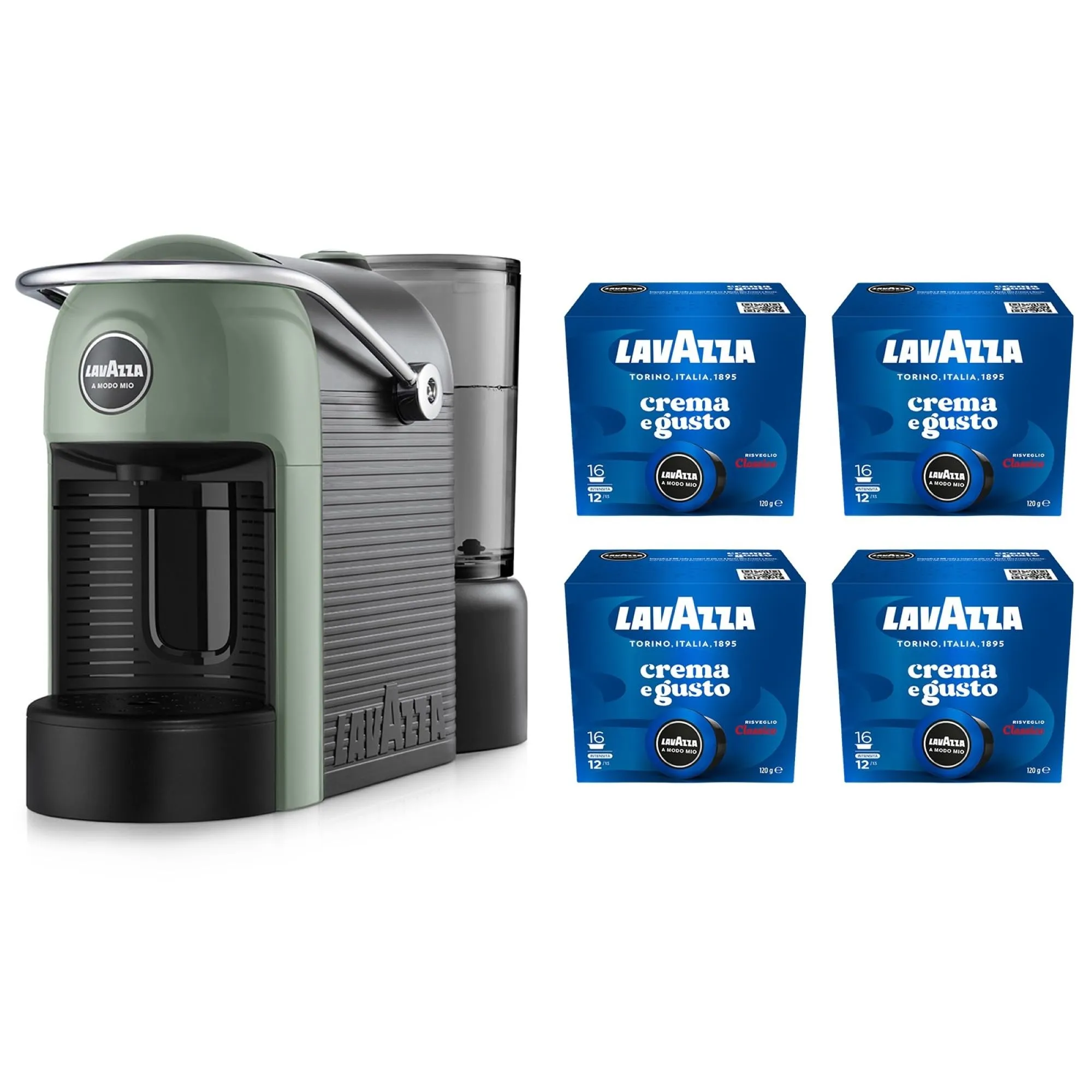 Lavazza A Modo Mio Jolie Evo Macchina Espresso con 64 Capsule Crema e Gusto Classico, Verde - immagine 1