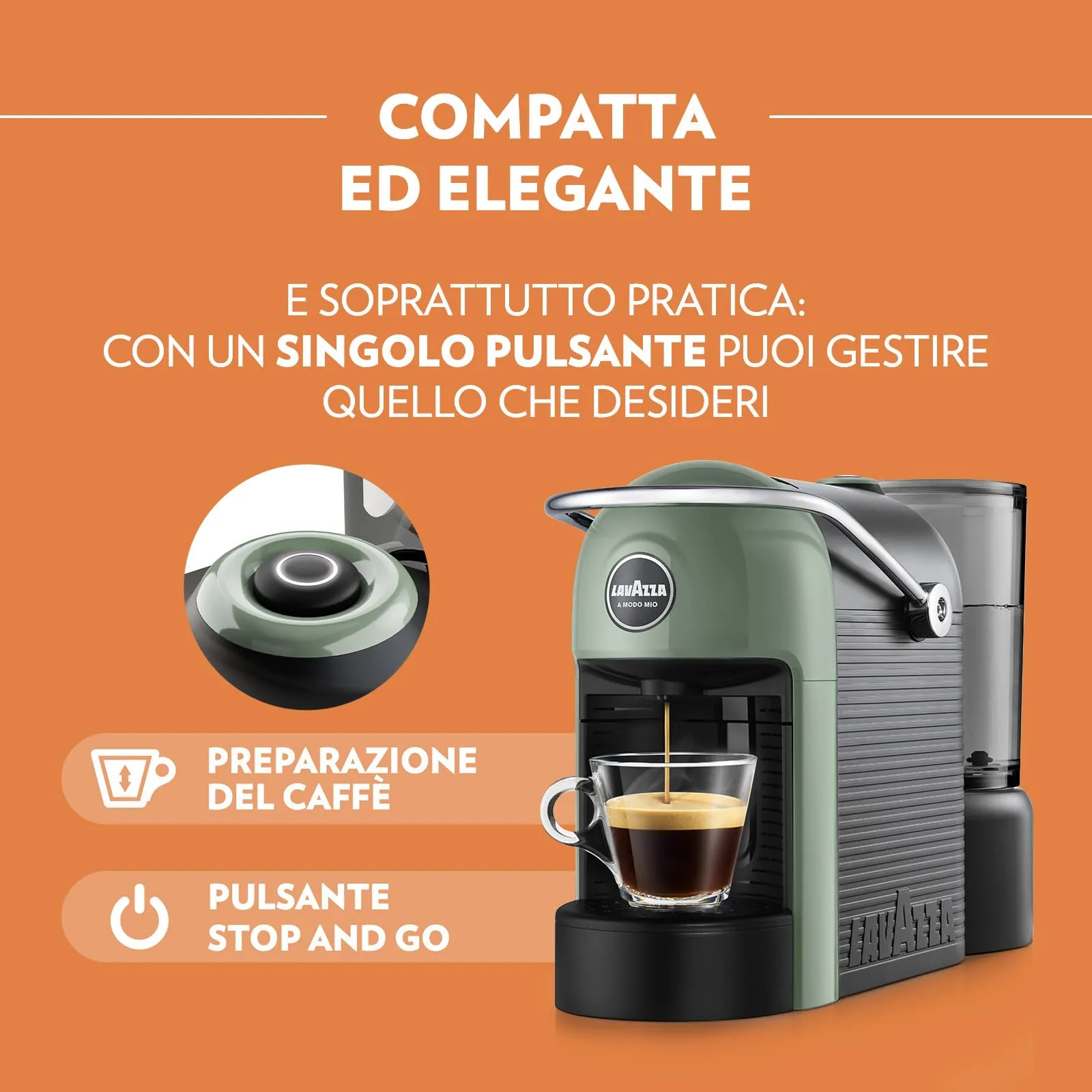 Lavazza A Modo Mio Jolie Evo Macchina Espresso con 64 Capsule Crema e Gusto Classico, Verde - immagine 2