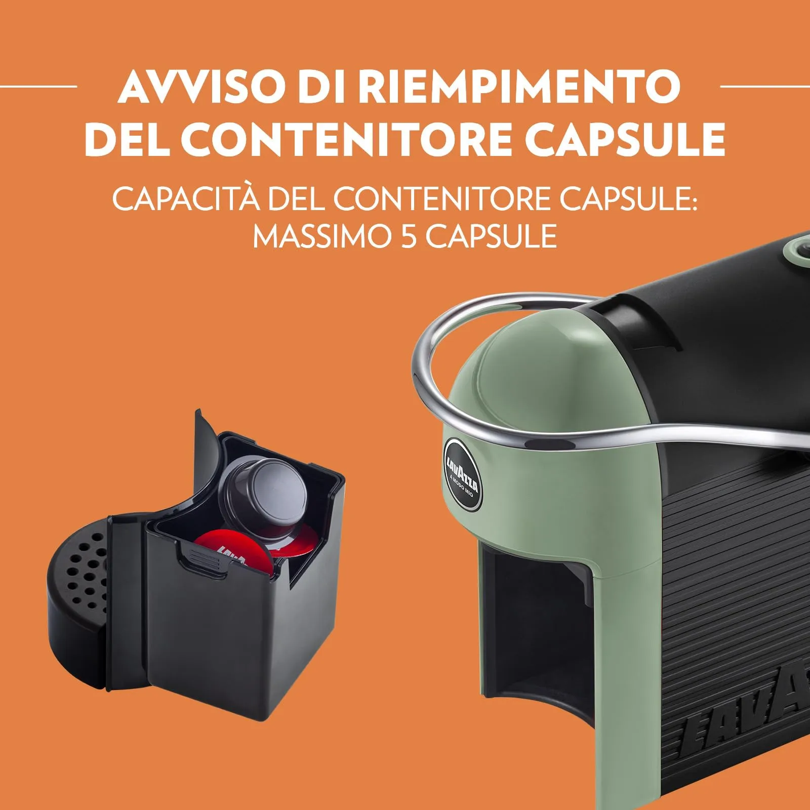 Lavazza A Modo Mio Jolie Evo Macchina Espresso con 64 Capsule Crema e Gusto Classico, Verde - immagine 4