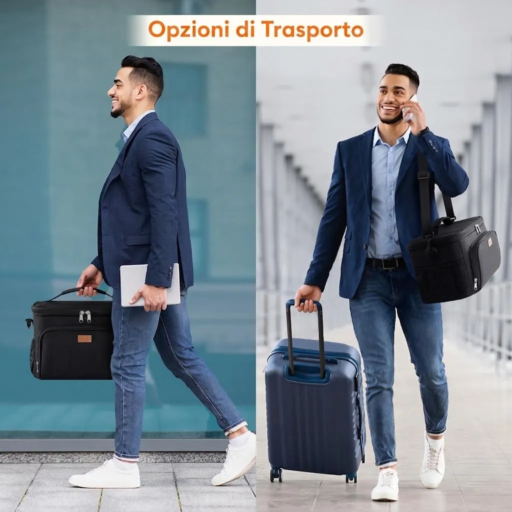Lifewit Borsa Termica Porta Pranzo, Impermeabile con Tracolla, Nero, 33L - immagine 7