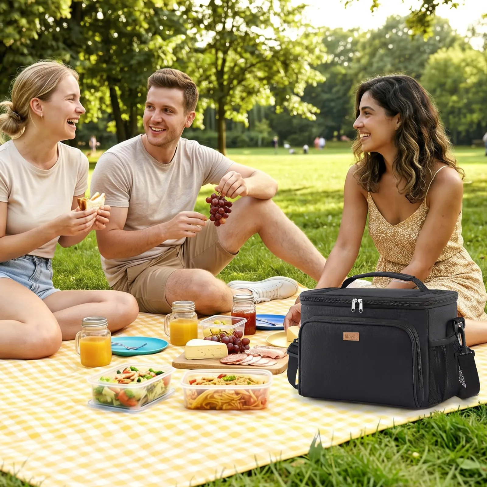 Lifewit Borsa Termica Porta Pranzo, Impermeabile con Tracolla, Nero, 33L - immagine 8