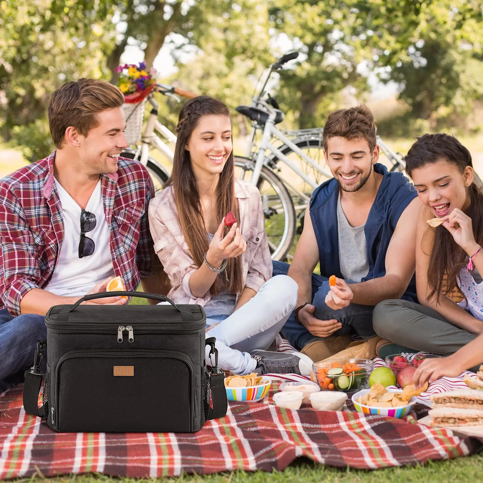 Lifewit Borsa Termica Porta Pranzo, Impermeabile con Tracolla, Nero, 33L - immagine 9