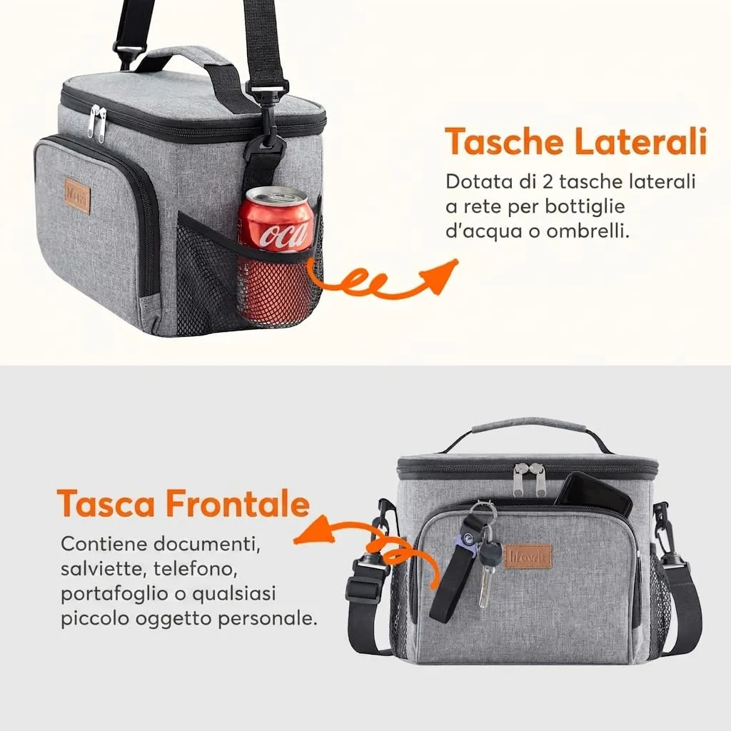 Lifewit Borsa Termica Porta Pranzo Impermeabile, Grigio, 24L - immagine 5