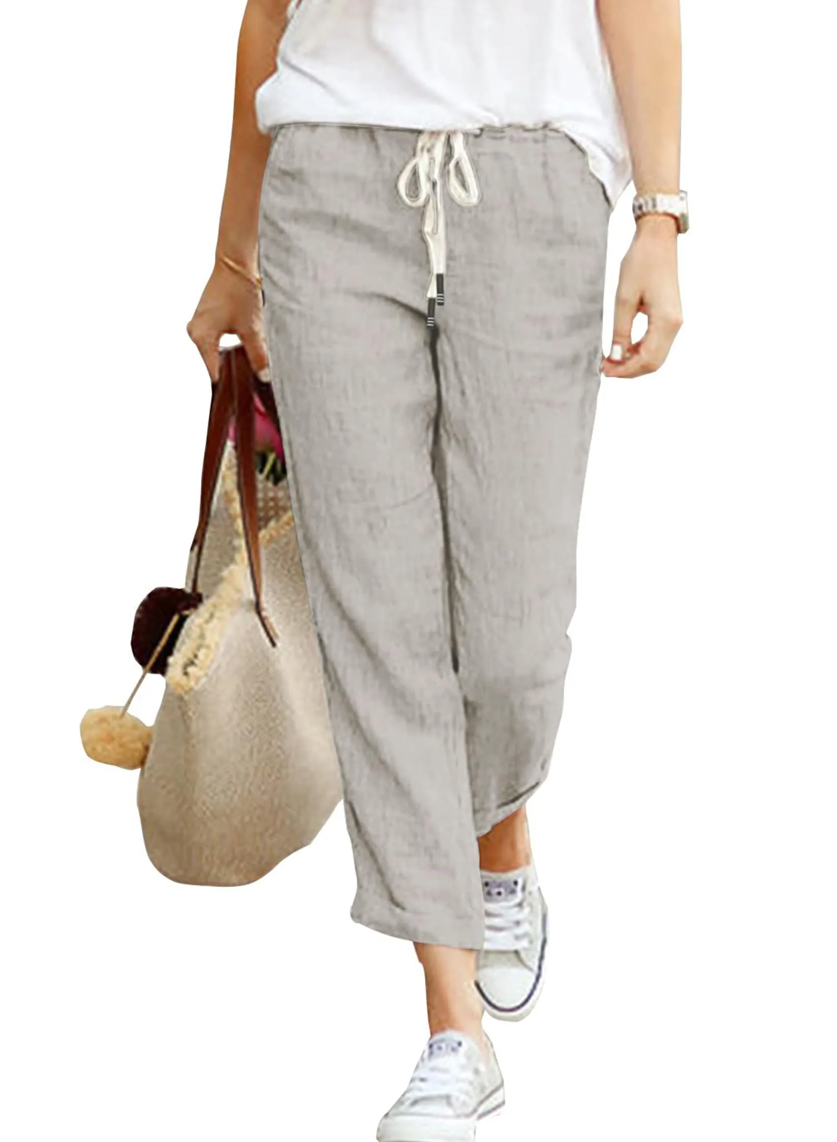 Cegerne Pantaloni in Lino Donna 7/8, Grigio, 3XL - immagine 1