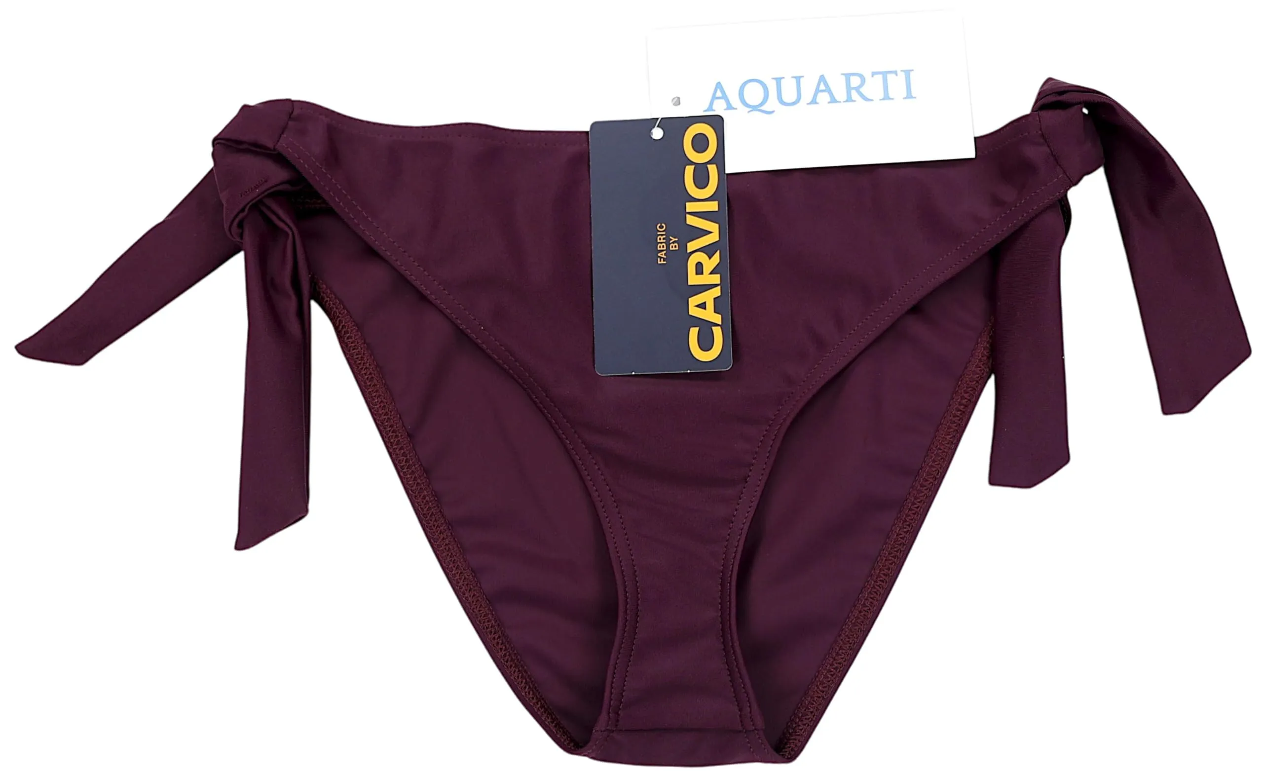 Aquarti Slip Costume Donna con Lacci Laterali, Prugna Bordeaux, 44 - immagine 4