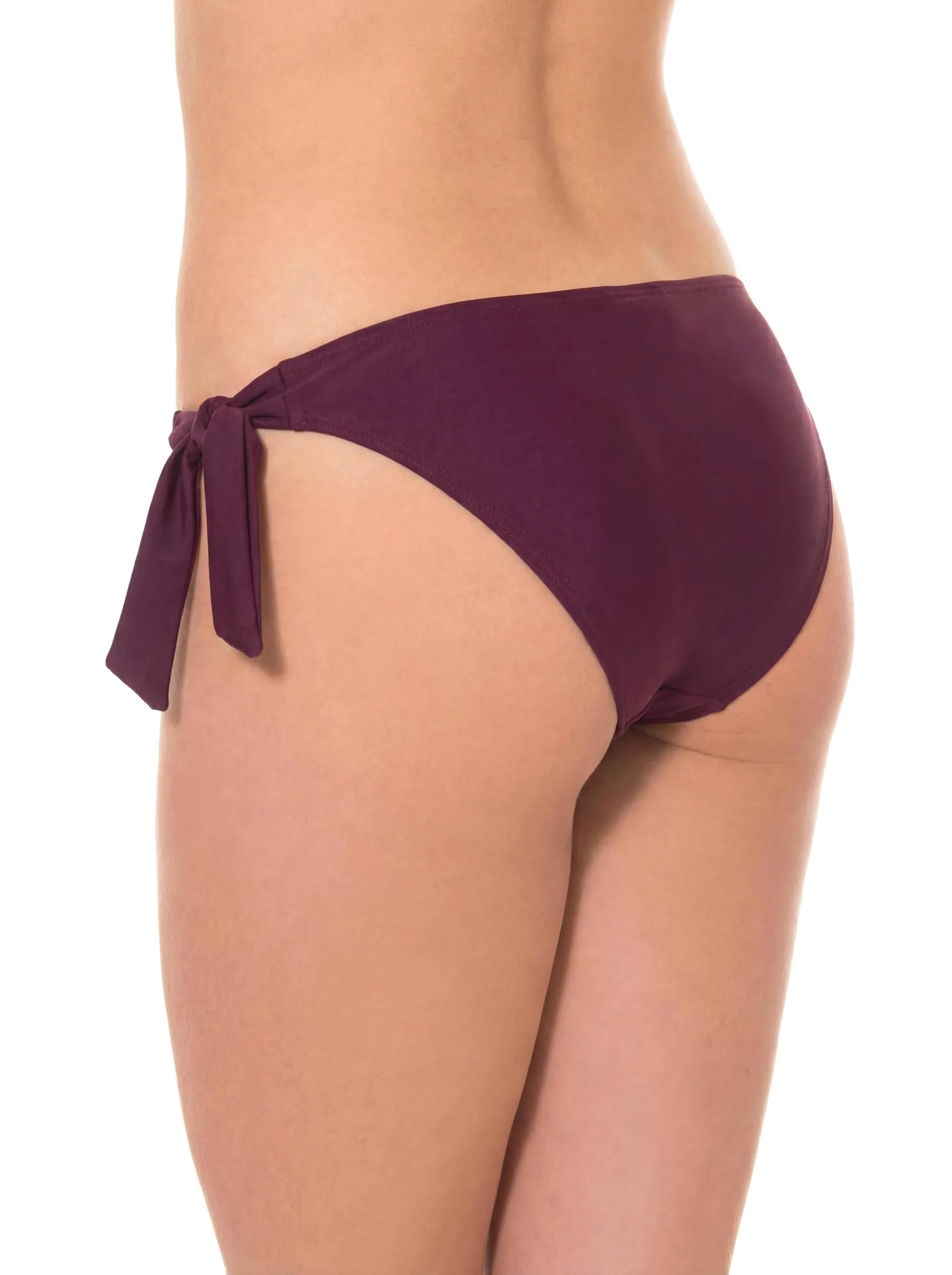 Aquarti Slip Costume Donna con Lacci Laterali, Prugna Bordeaux, 46 - immagine 2