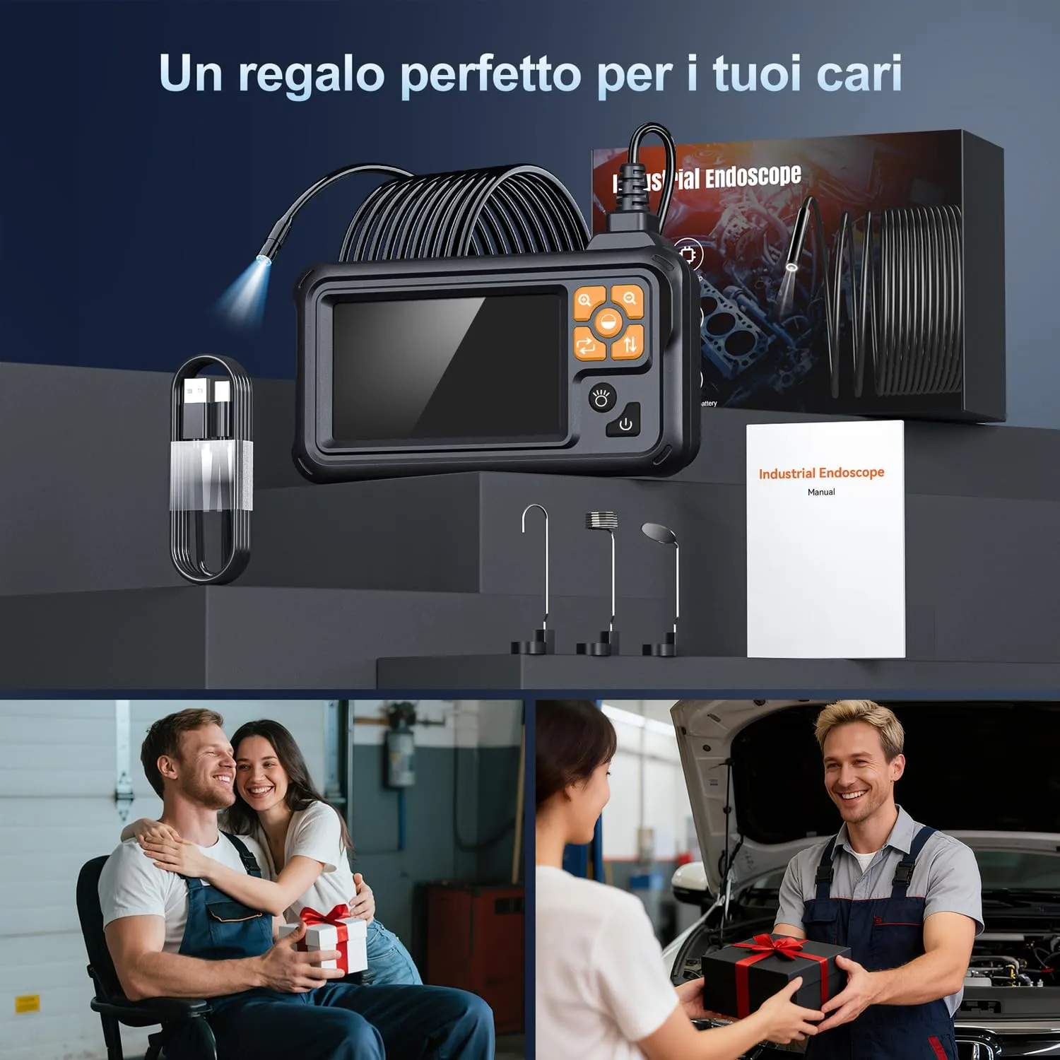 SKYBASIC Endoscopio Industriale 4.3" HD 1080P IP67 5M - immagine 8