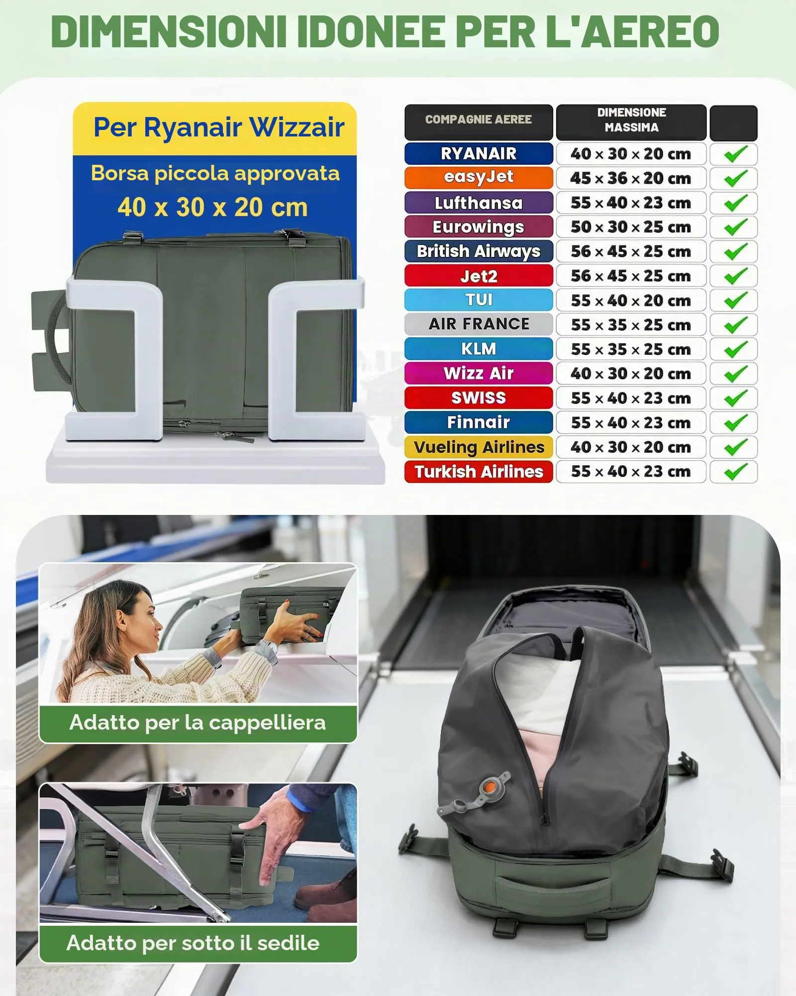 SZLX Zaino da Viaggio Sottovuoto con Pompa 40x30x20 per Ryanair, Wizzair, Easyjet, Compatibile con Laptop 14 Pollici e Porta Scarpe - immagine 4