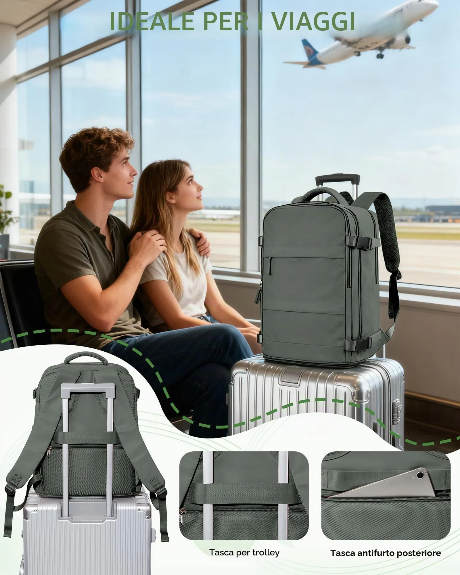 SZLX Zaino da Viaggio Sottovuoto con Pompa 40x30x20 per Ryanair, Wizzair, Easyjet, Compatibile con Laptop 14 Pollici e Porta Scarpe - immagine 9
