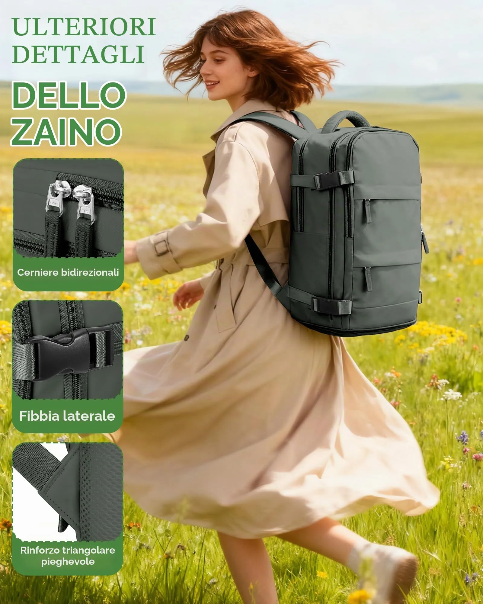 SZLX Zaino da Viaggio Sottovuoto con Pompa 40x30x20 per Ryanair, Wizzair, Easyjet, Compatibile con Laptop 14 Pollici e Porta Scarpe - immagine 11