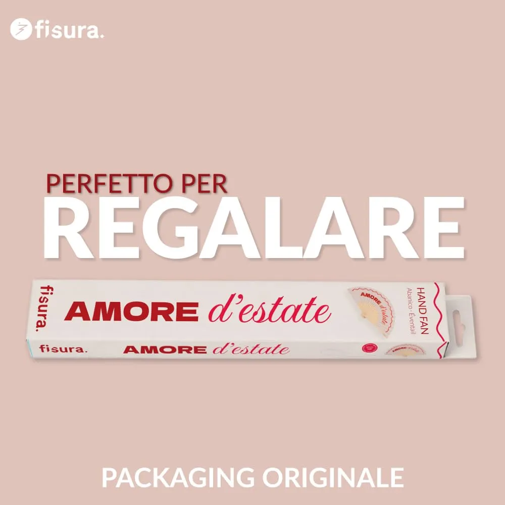 Fisura Ventaglio Amore d'estate in legno rosso con laccetto, 42,5 x 23 cm - immagine 7