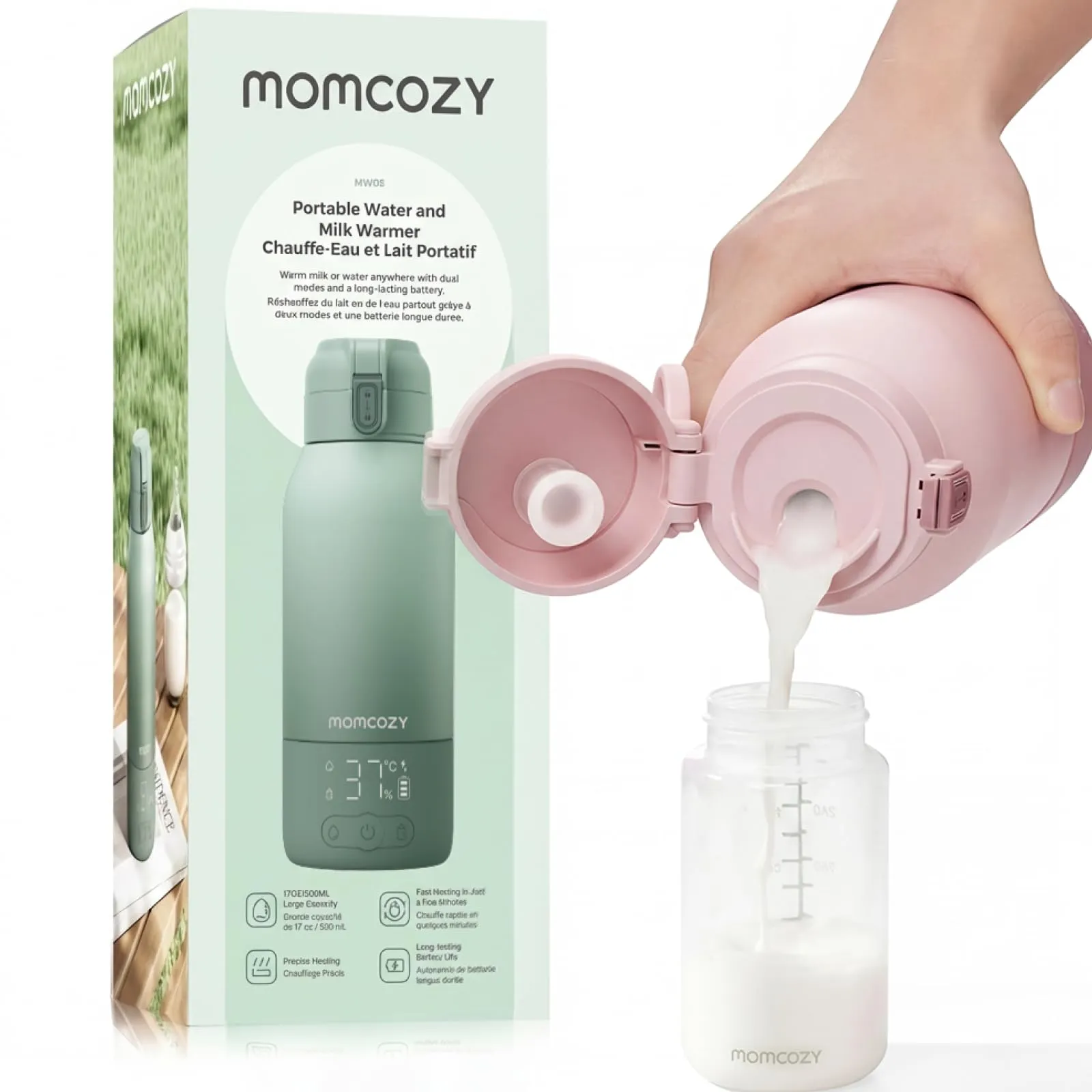 Momcozy Scaldabiberon Portatile Wireless MW05, Scalda Latte Materno e Acqua 500ml - immagine 1