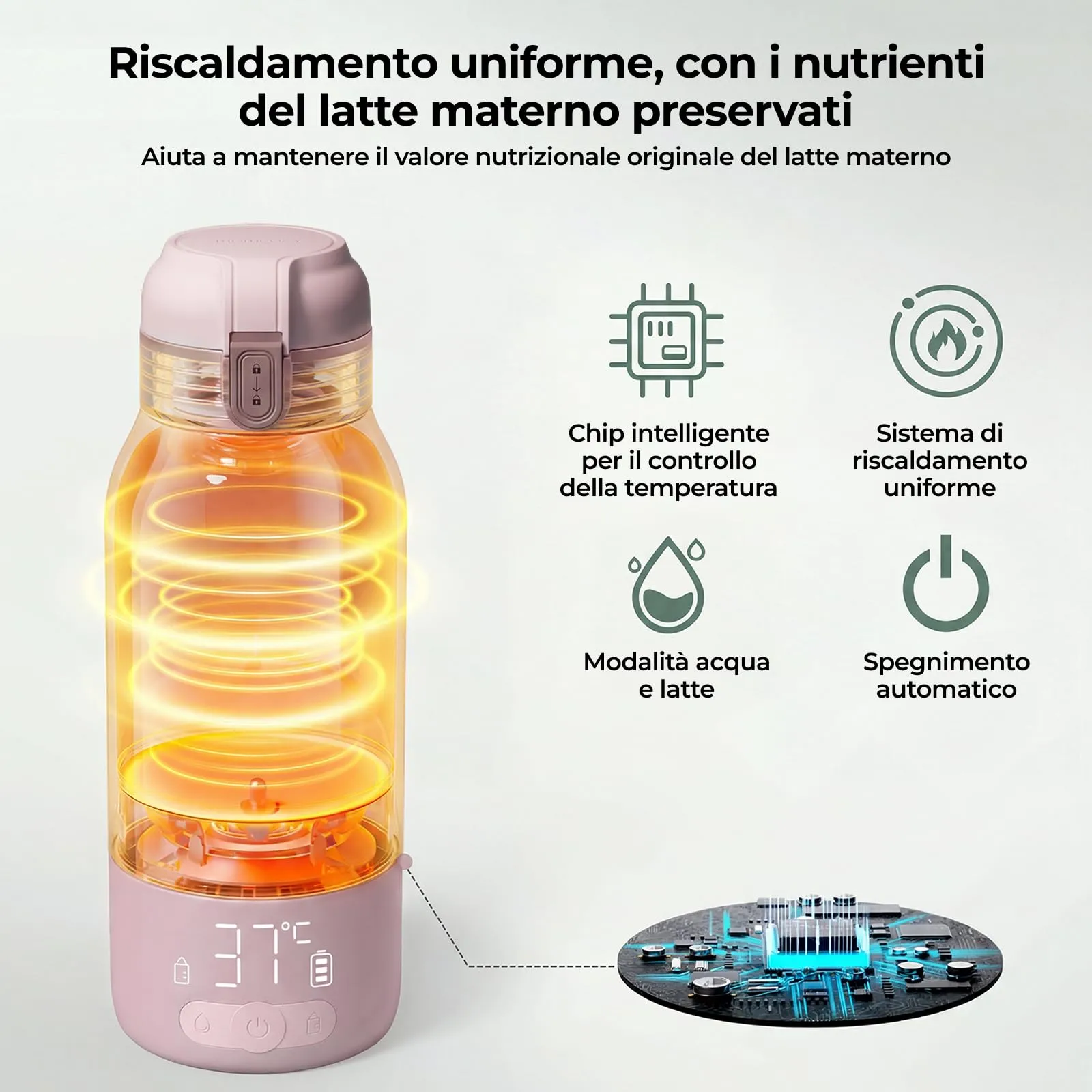 Momcozy Scaldabiberon Portatile Wireless MW05, Scalda Latte Materno e Acqua 500ml - immagine 2