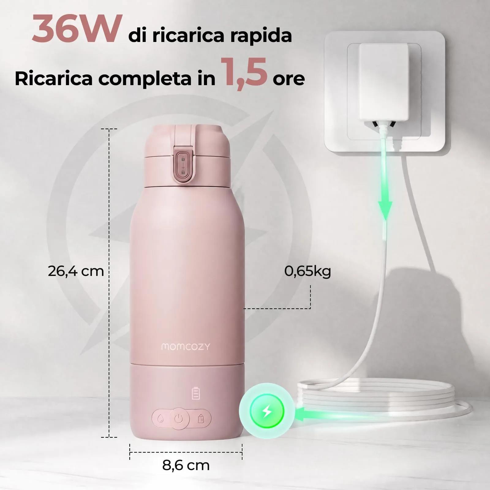Momcozy Scaldabiberon Portatile Wireless MW05, Scalda Latte Materno e Acqua 500ml - immagine 6