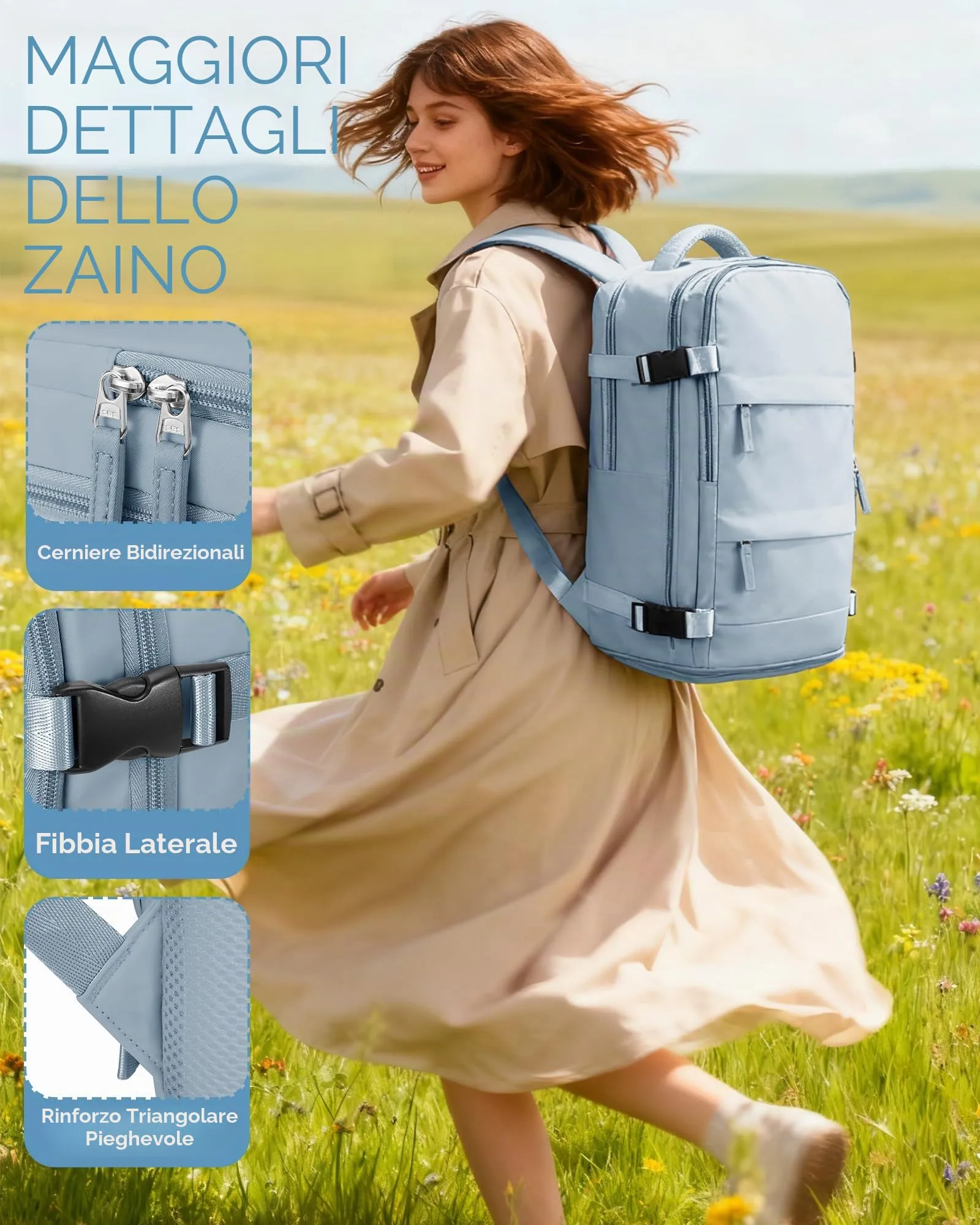 SZLX Zaino da Viaggio Sottovuoto con Pompa, Bagaglio a Mano 40x30x20 per Ryanair, Wizz Air, EasyJet, Scomparto Laptop 14 Pollici e Porta Scarpe - immagine 11