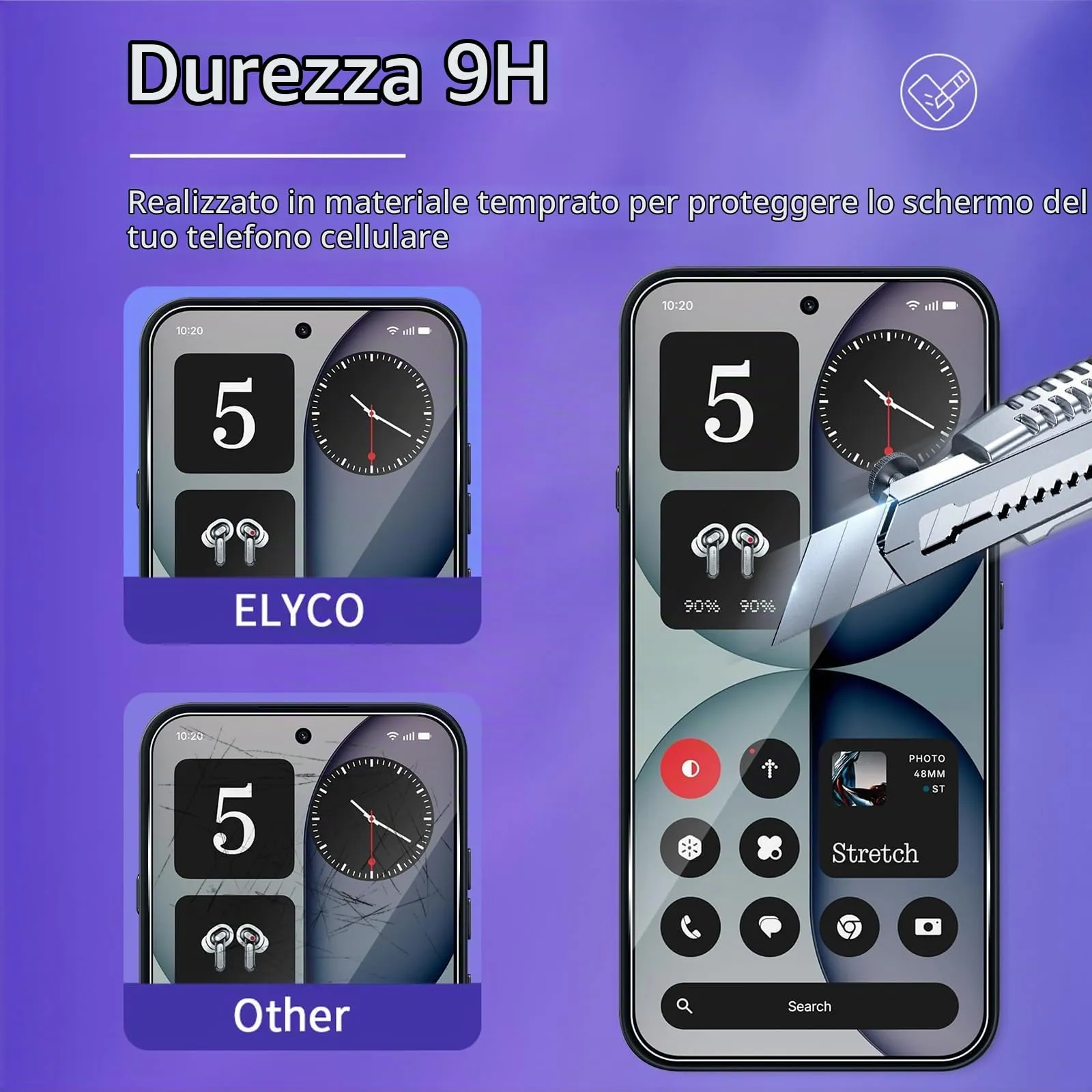 ELYCO Vetro Temperato per Nothing Phone 4A, 3+3 Pezzi - immagine 3