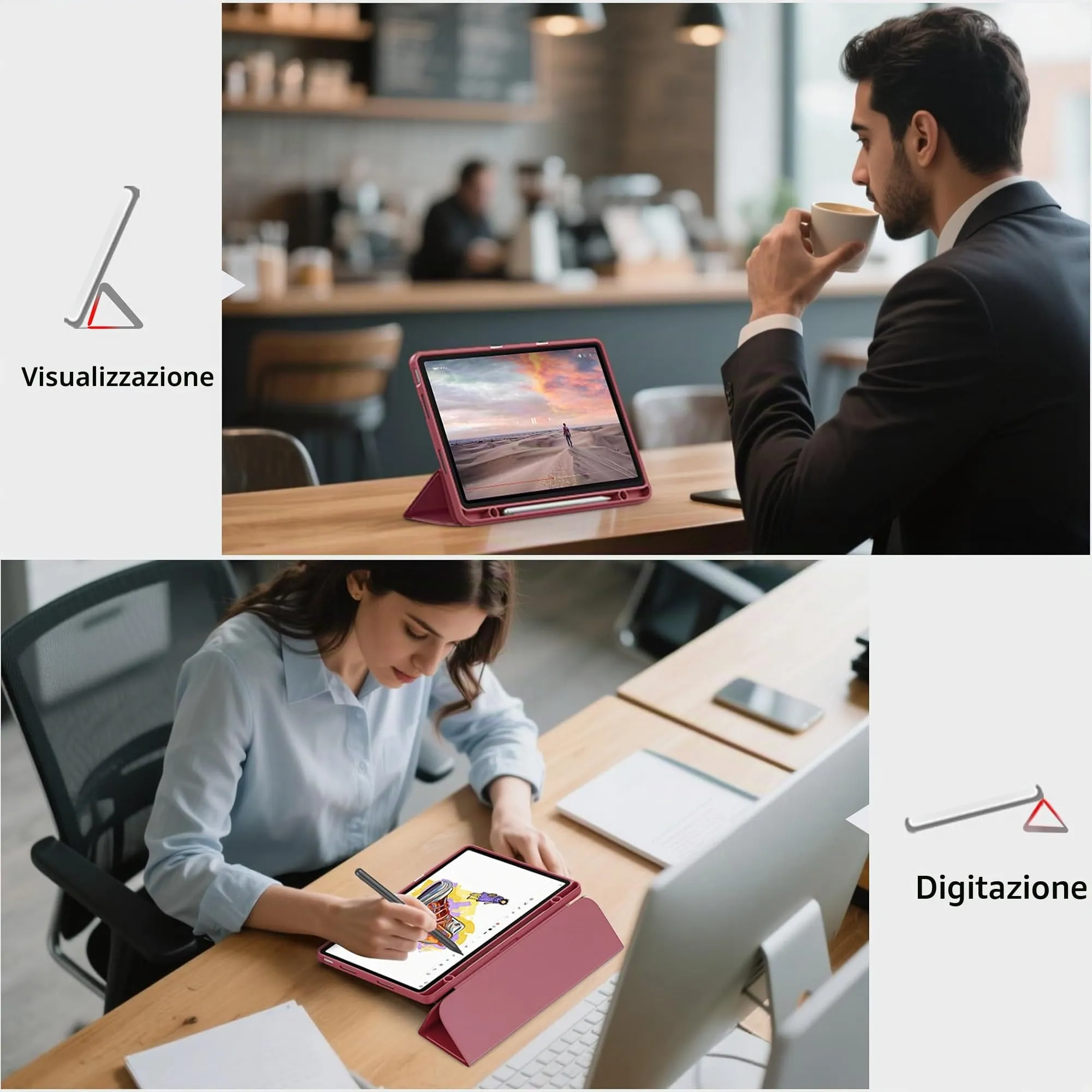 EasyAcc Cover per Lenovo Idea Tab 11 Pollici (TB336ZU/TB336FU) - Bordeaux - immagine 3